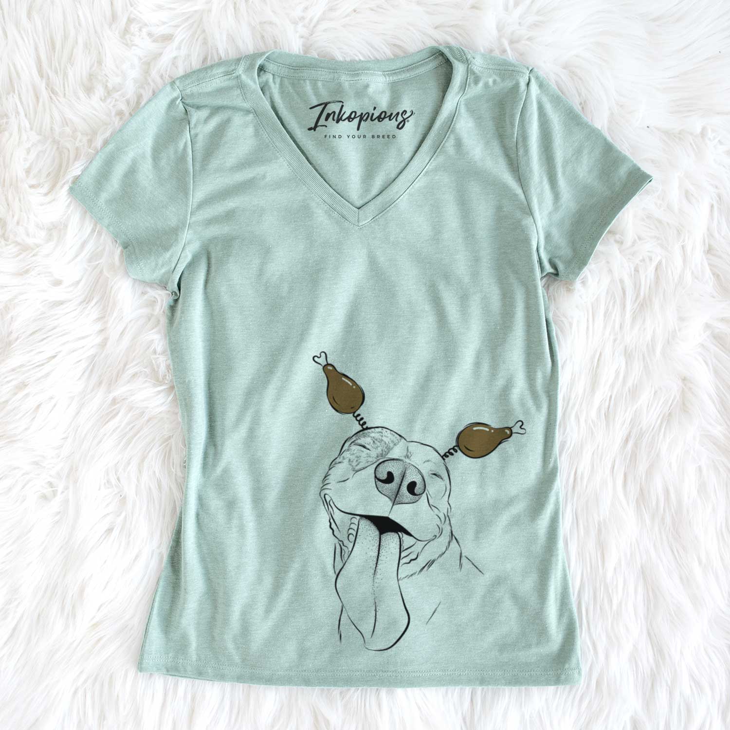 Thanksgiving Xena the American Staffordshire Terrier - Women's V-neck Shirt