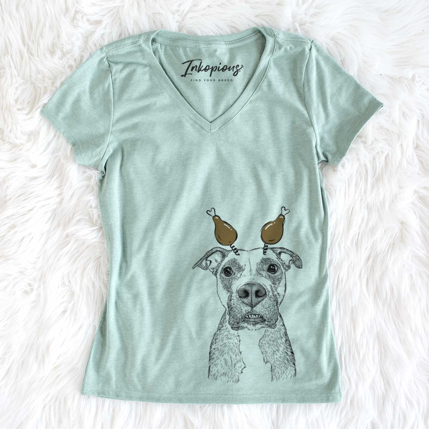 Thanksgiving Xena the Mixed Breed - Women's V-neck Shirt