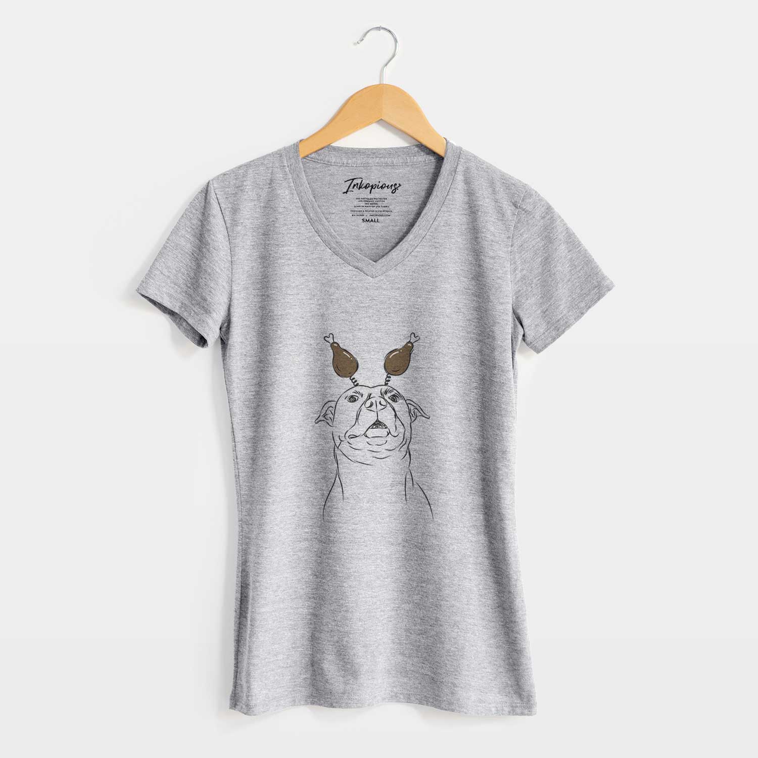 Thanksgiving Zada the Pitbull - Women's V-neck Shirt