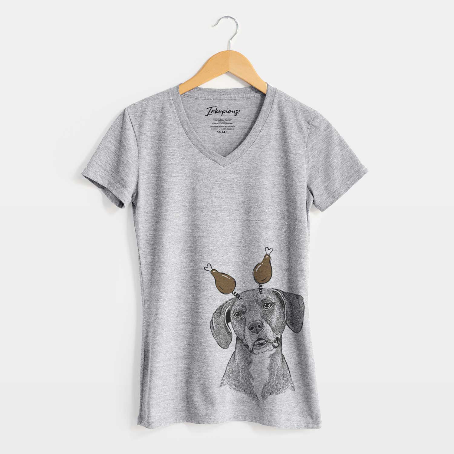 Thanksgiving Zeena the Plott Hound Mix - Women's V-neck Shirt