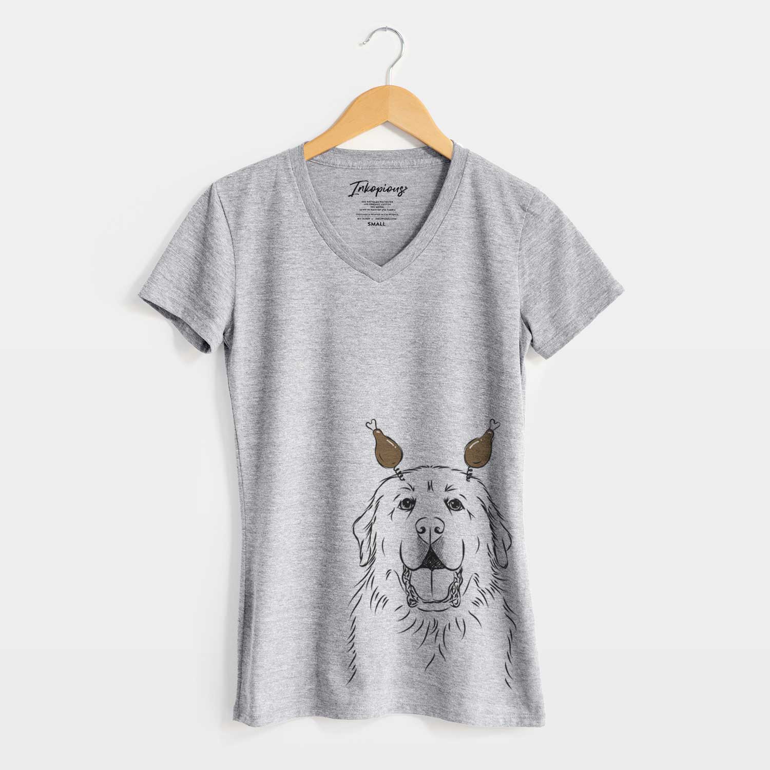 Thanksgiving Zeus the Great Pyrenees - Women's V-neck Shirt