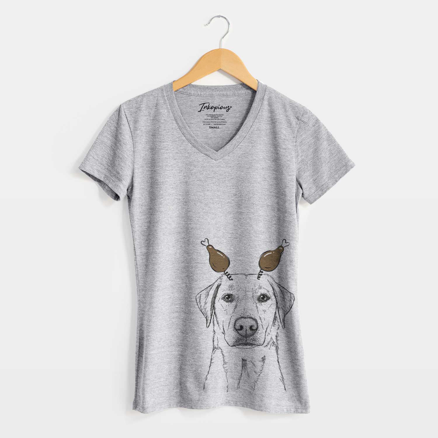 Thanksgiving Zoe the Yellow Lab - Women's V-neck Shirt