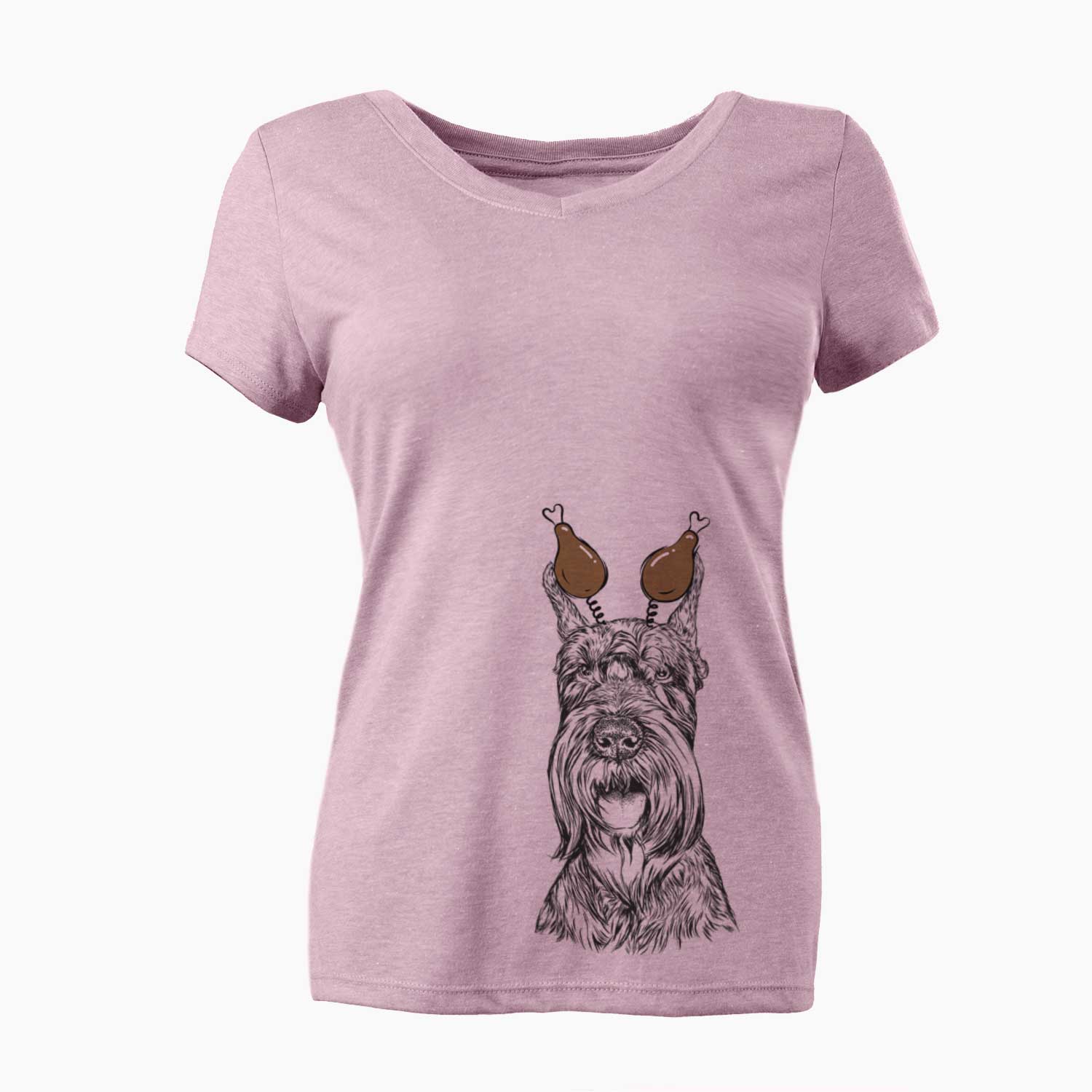 Thanksgiving Zuri the Giant Schnauzer - Women's V-neck Shirt