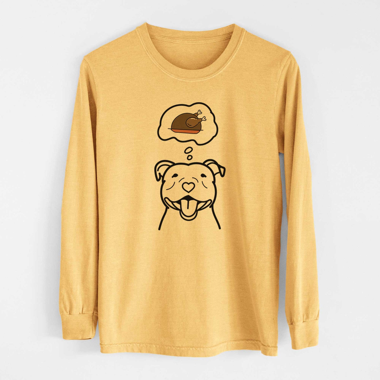 Turkey Thoughts Happy American Staffordshire Terrier - Heavyweight 100% Cotton Long Sleeve