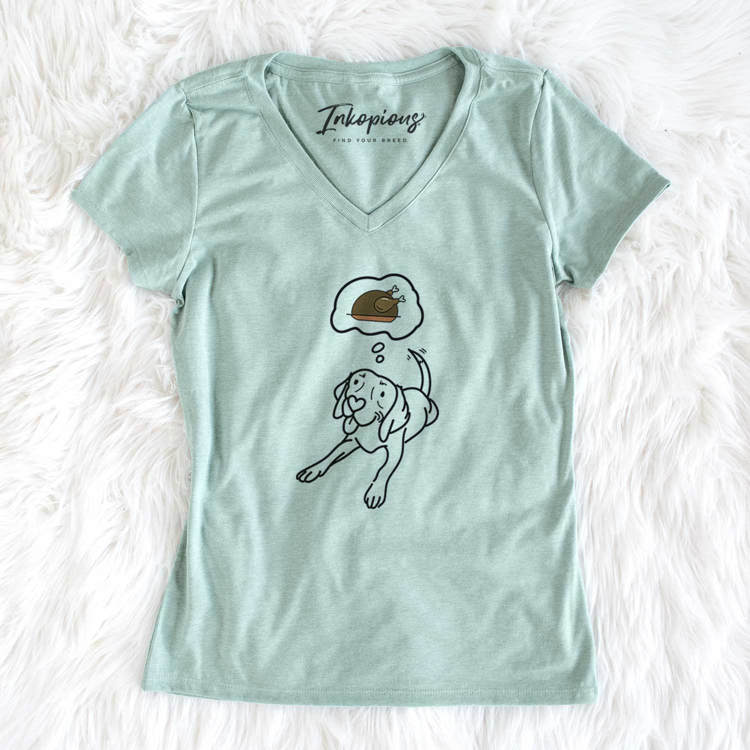 Turkey Thoughts Beagle - Bagel - Women's V-neck Shirt