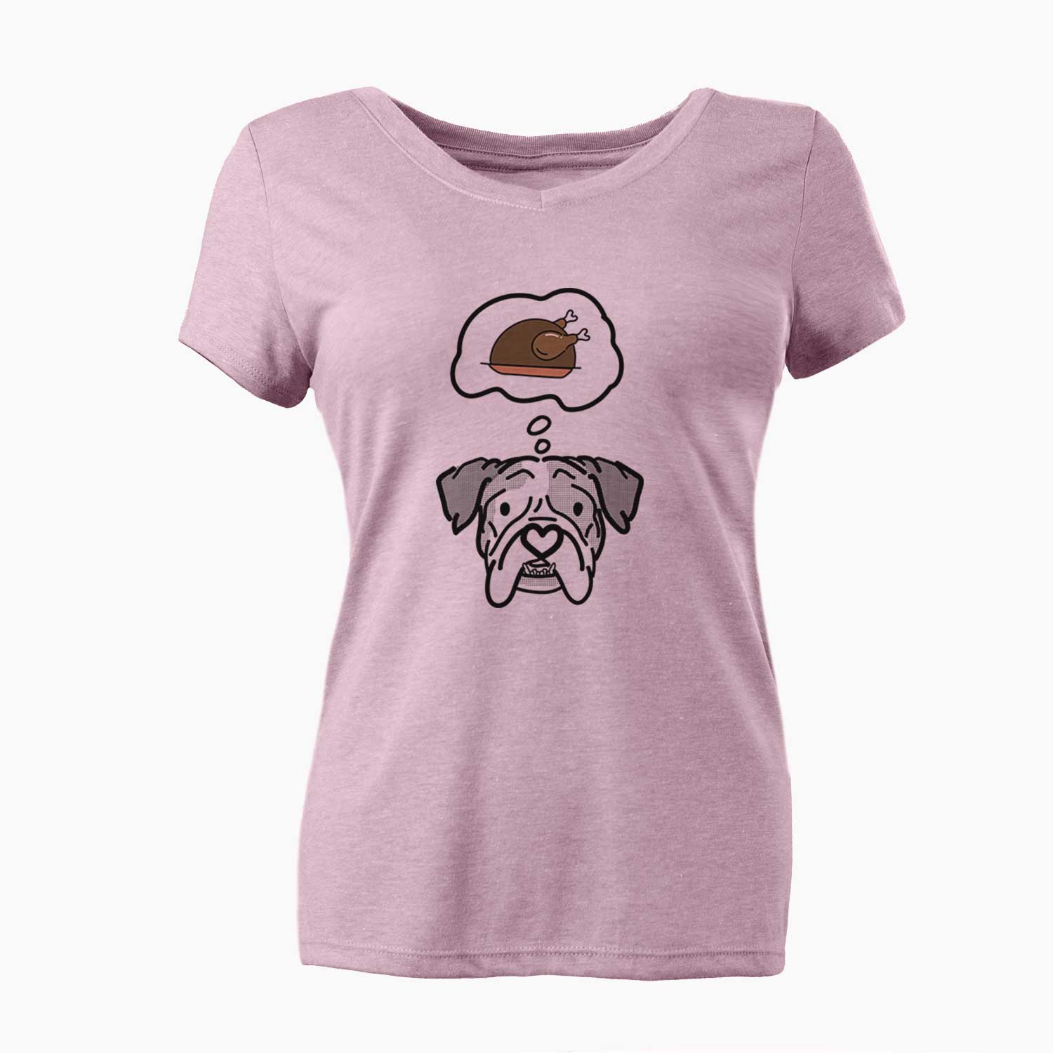 Turkey Thoughts English Bulldog - Bailey - Women's V-neck Shirt