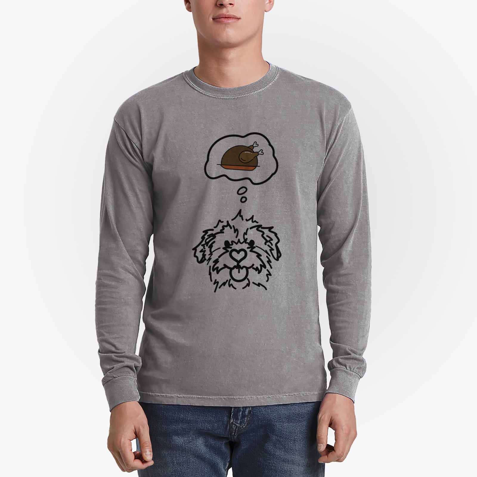 Turkey Thoughts Mixed Breed - Bea - Heavyweight 100% Cotton Long Sleeve