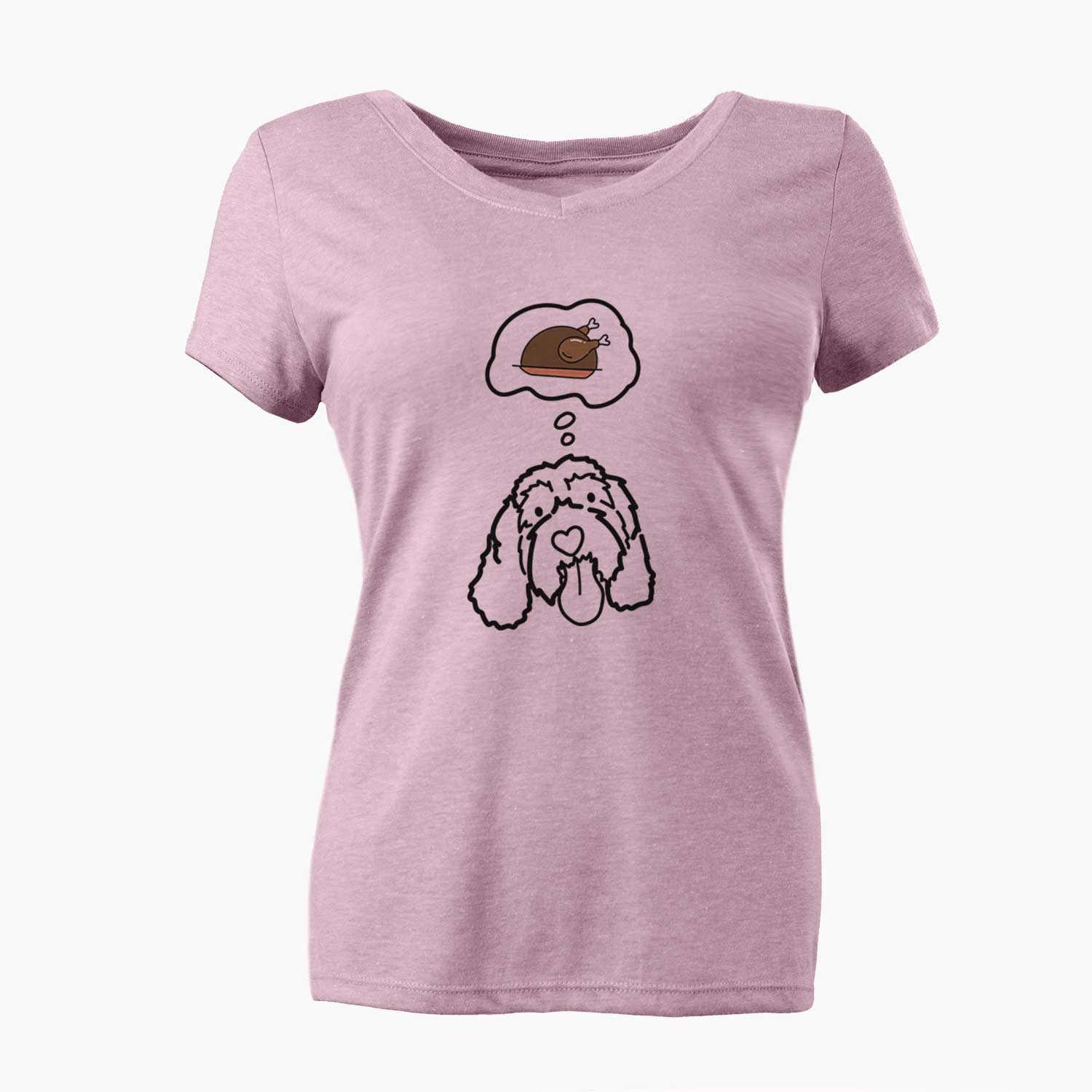 Turkey Thoughts Portguese Water Dog - Bo - Women's V-neck Shirt