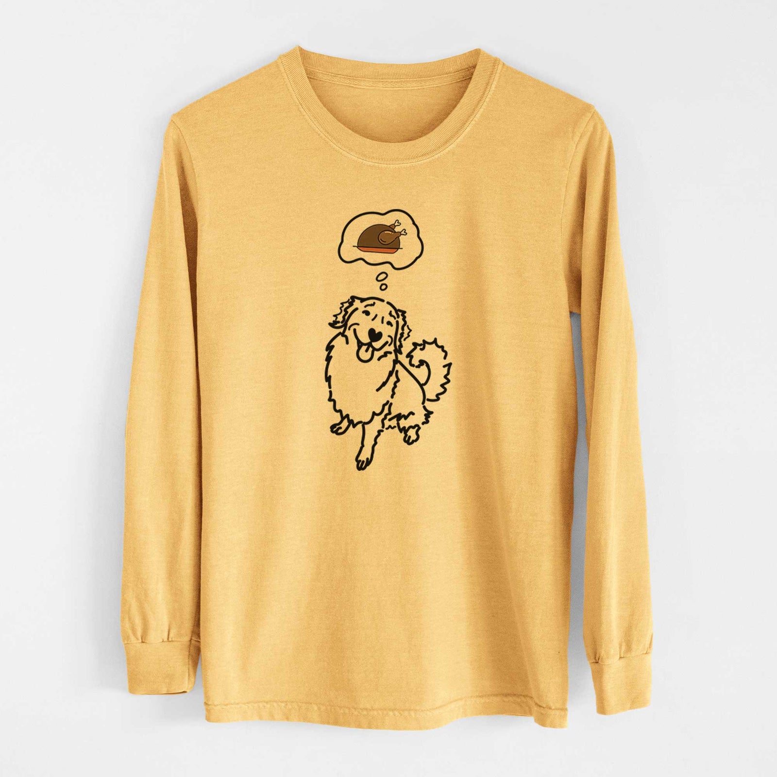 Turkey Thoughts Golden Retriever - Brinkley - Heavyweight 100% Cotton Long Sleeve