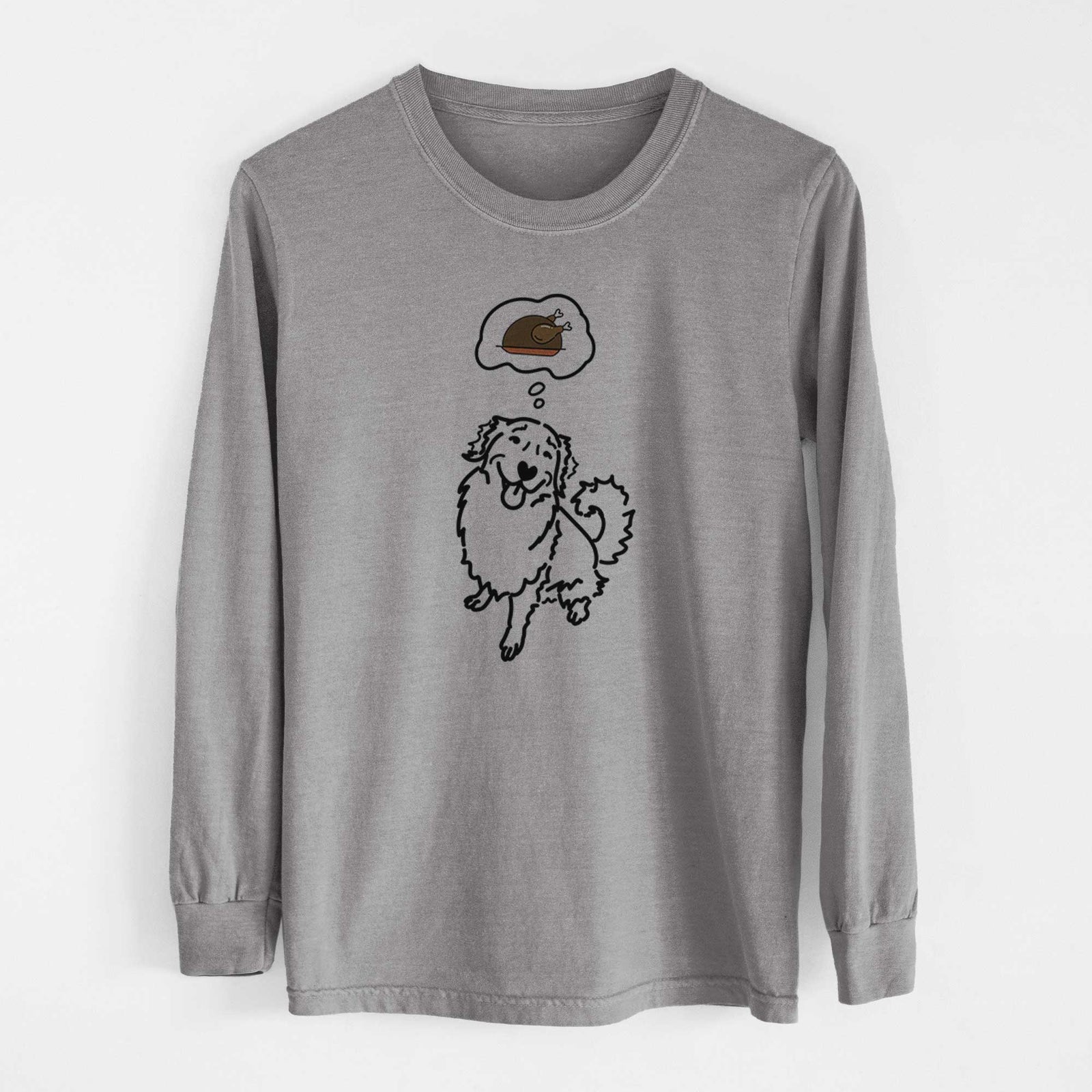 Turkey Thoughts Golden Retriever - Brinkley - Heavyweight 100% Cotton Long Sleeve