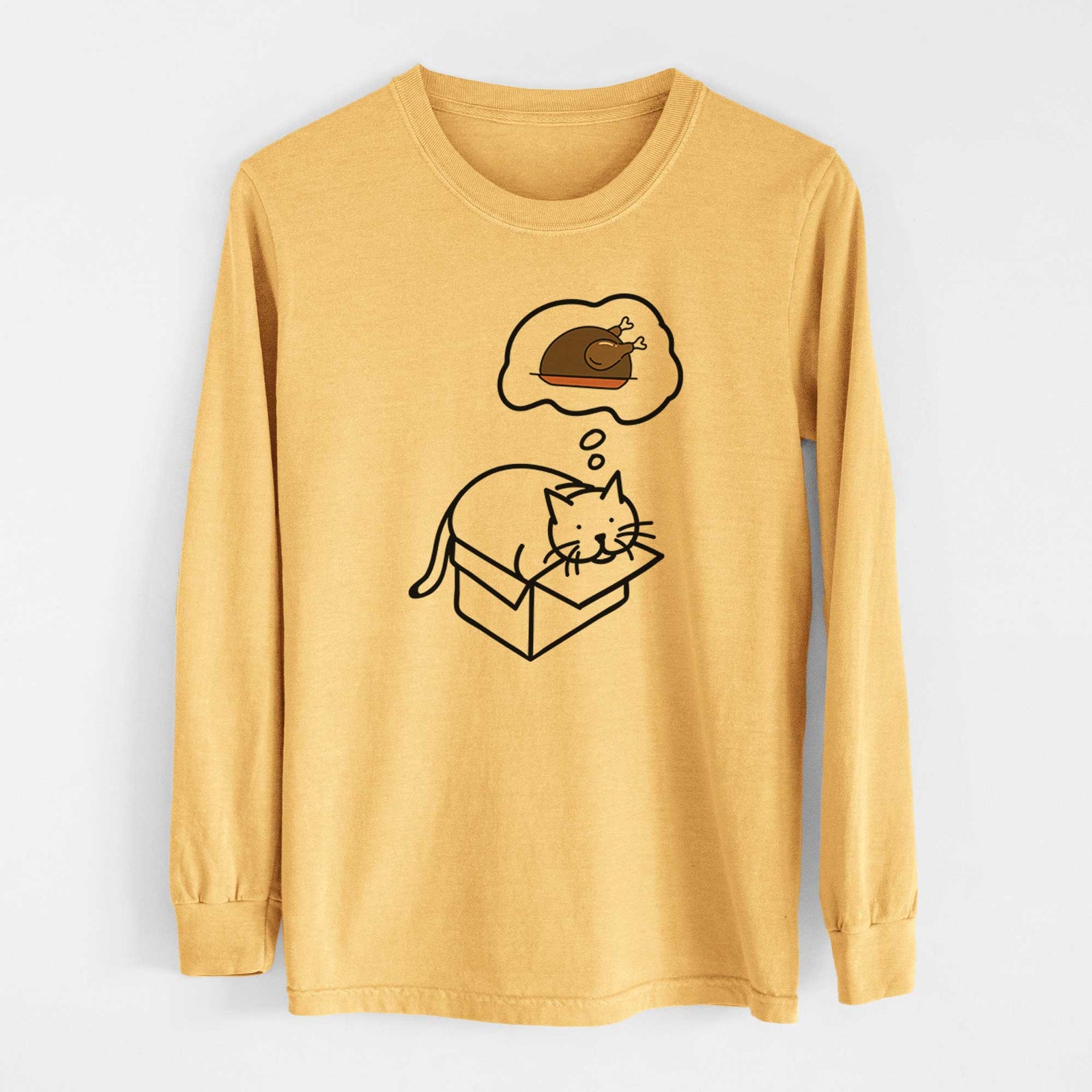Turkey Thoughts Cat in a Box - Charlie - Heavyweight 100% Cotton Long Sleeve