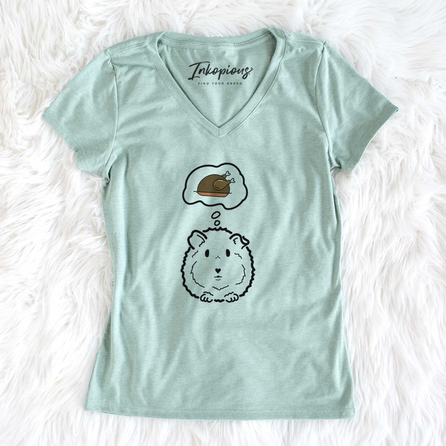 Turkey Thoughts Guinea Pig - Duke - Women's V-neck Shirt