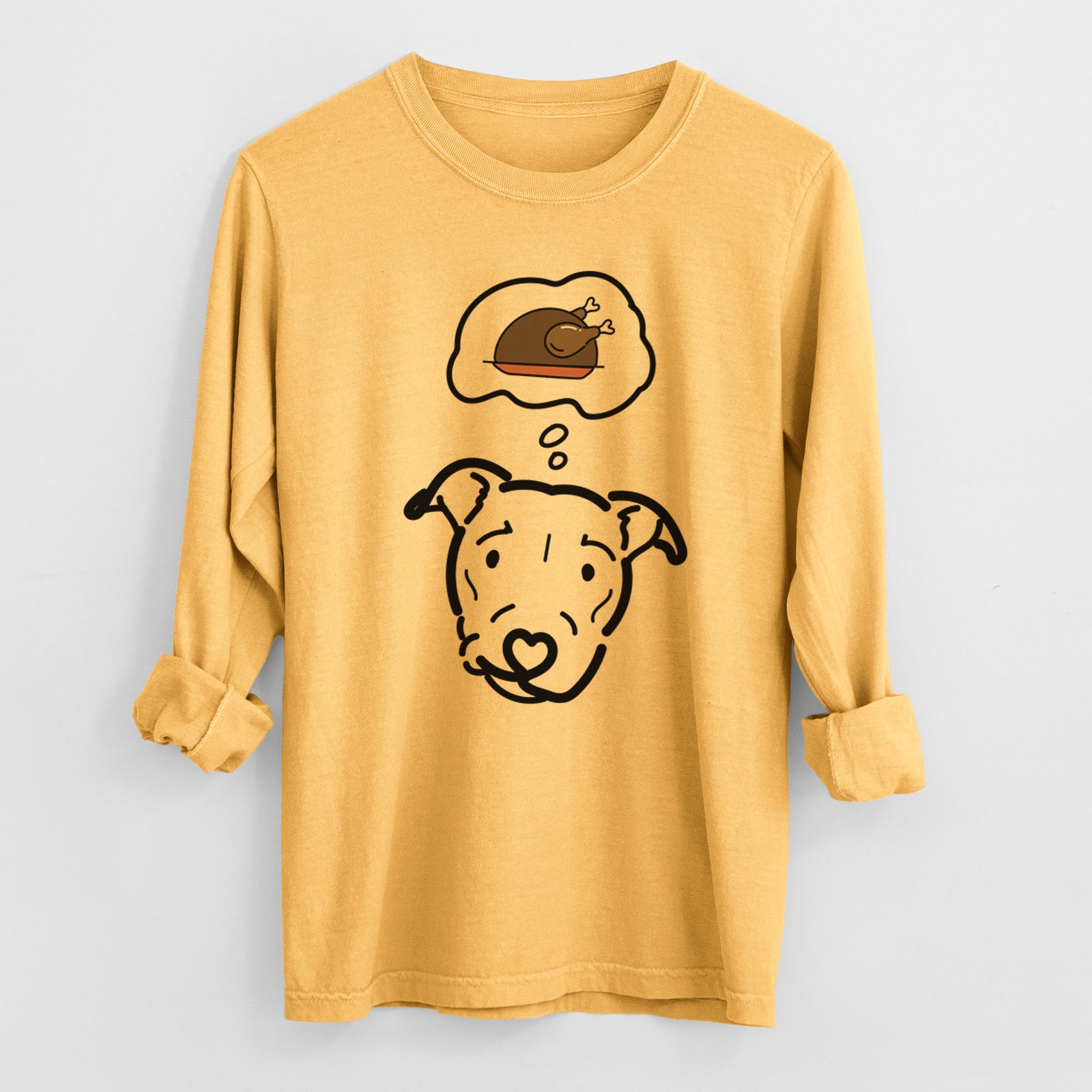 Turkey Thoughts Pitbull Mix - Ernie - Heavyweight 100% Cotton Long Sleeve