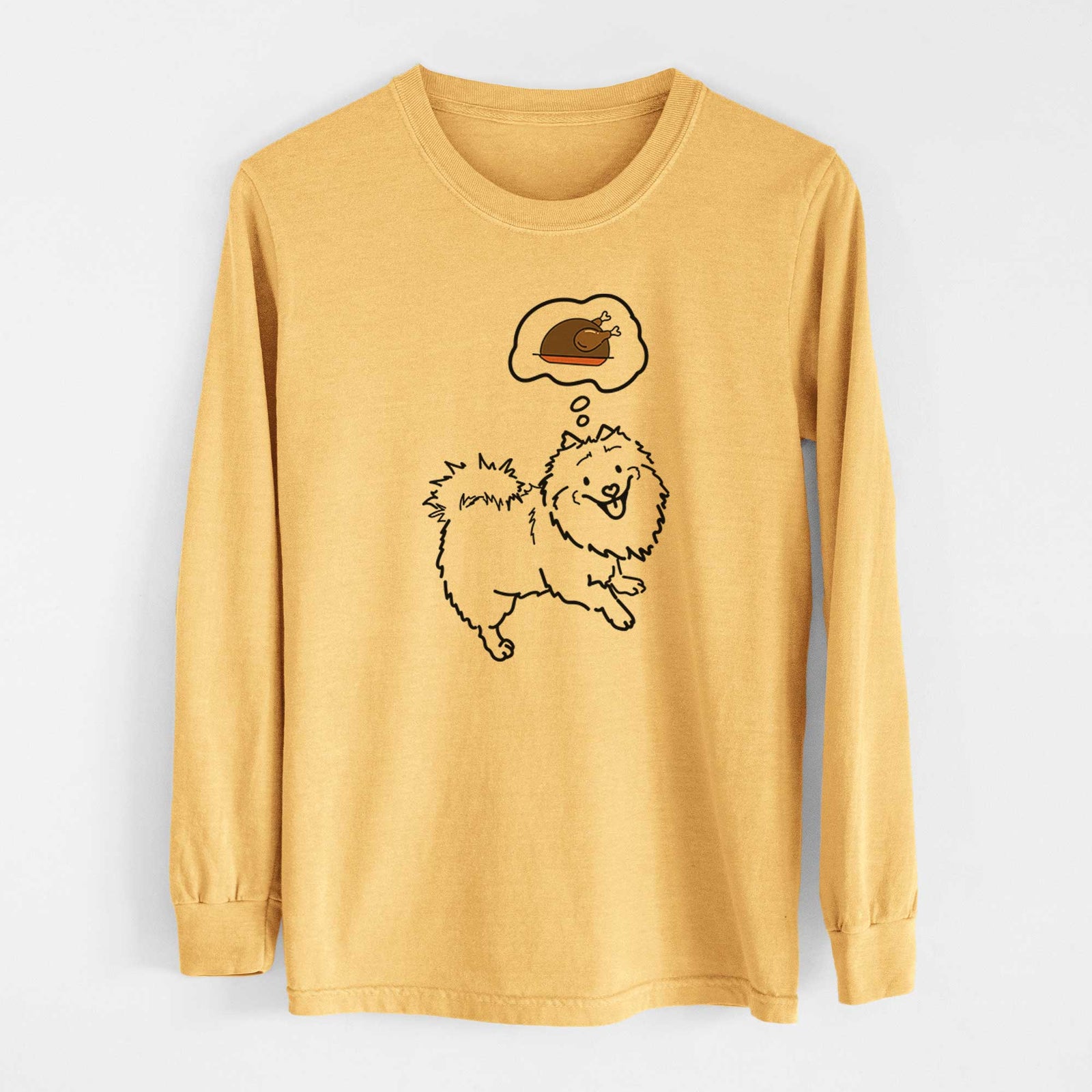 Turkey Thoughts Pomeranian Mix - Goldie - Heavyweight 100% Cotton Long Sleeve