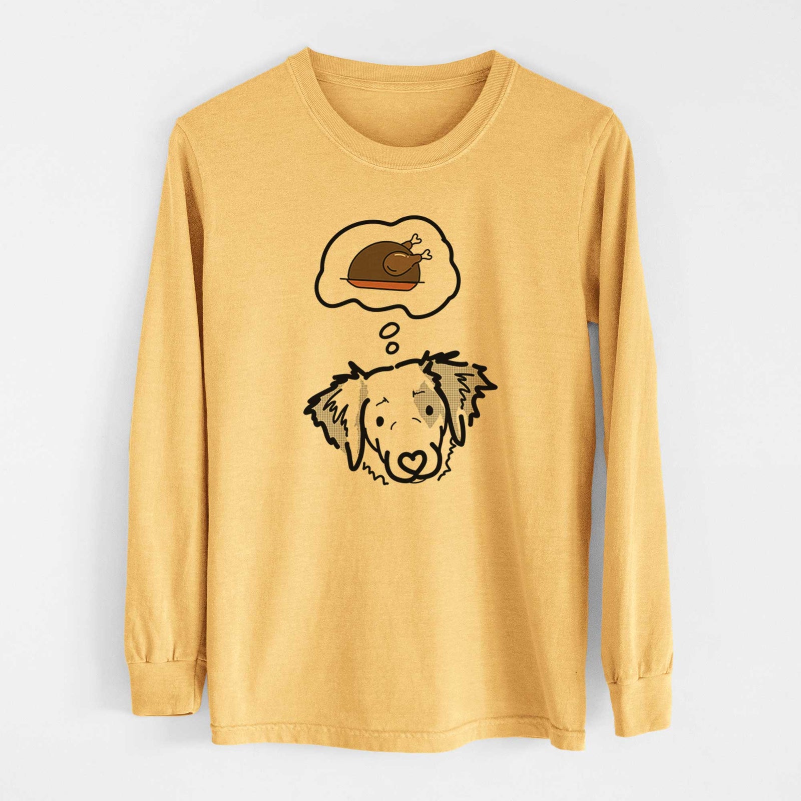 Turkey Thoughts Brittany Spaniel - Kiva - Heavyweight 100% Cotton Long Sleeve