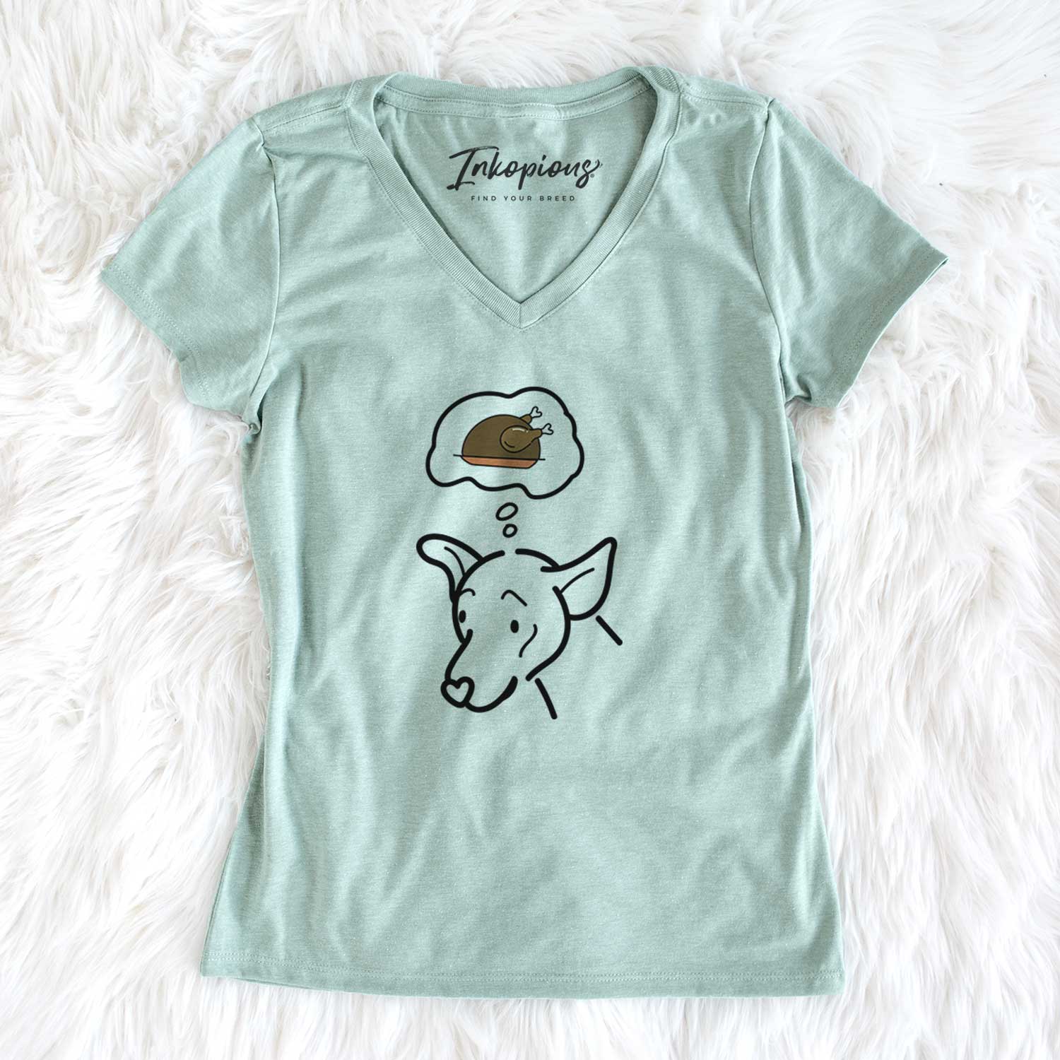 Turkey Thoughts Mixed Breed - Lucky - Women's V-neck Shirt