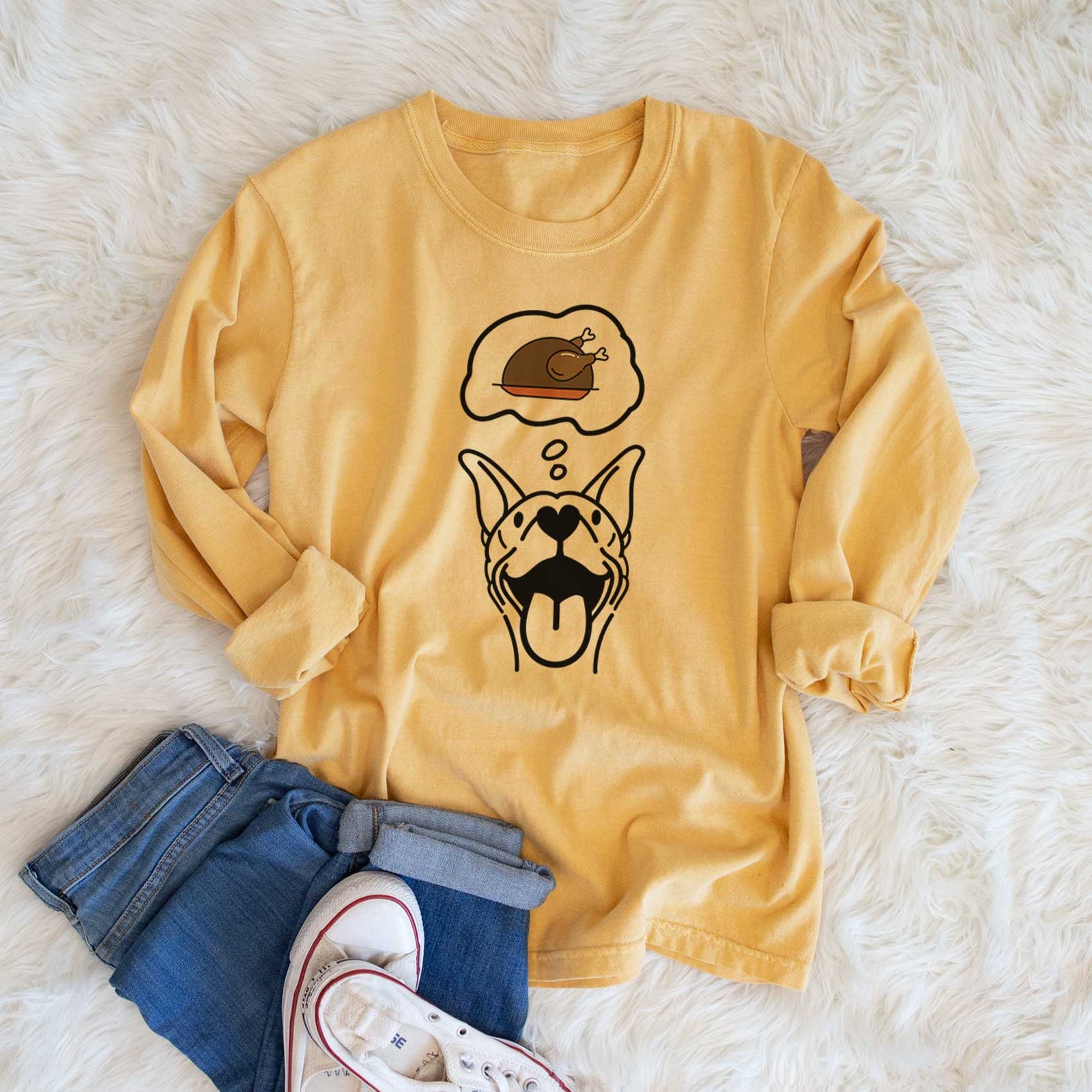 Turkey Thoughts Basenji - Merlin - Heavyweight 100% Cotton Long Sleeve