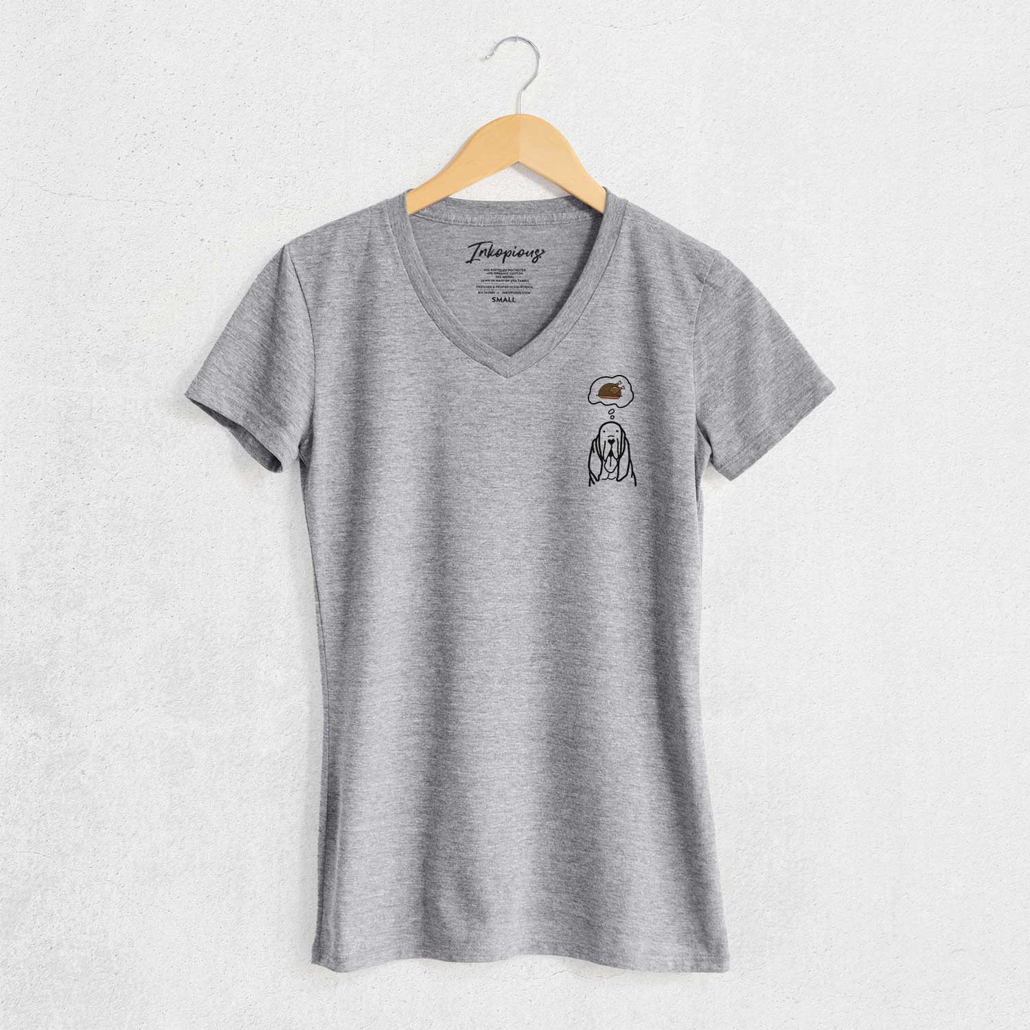 Turkey Thoughts Bloodhound - Women's V-neck Shirt