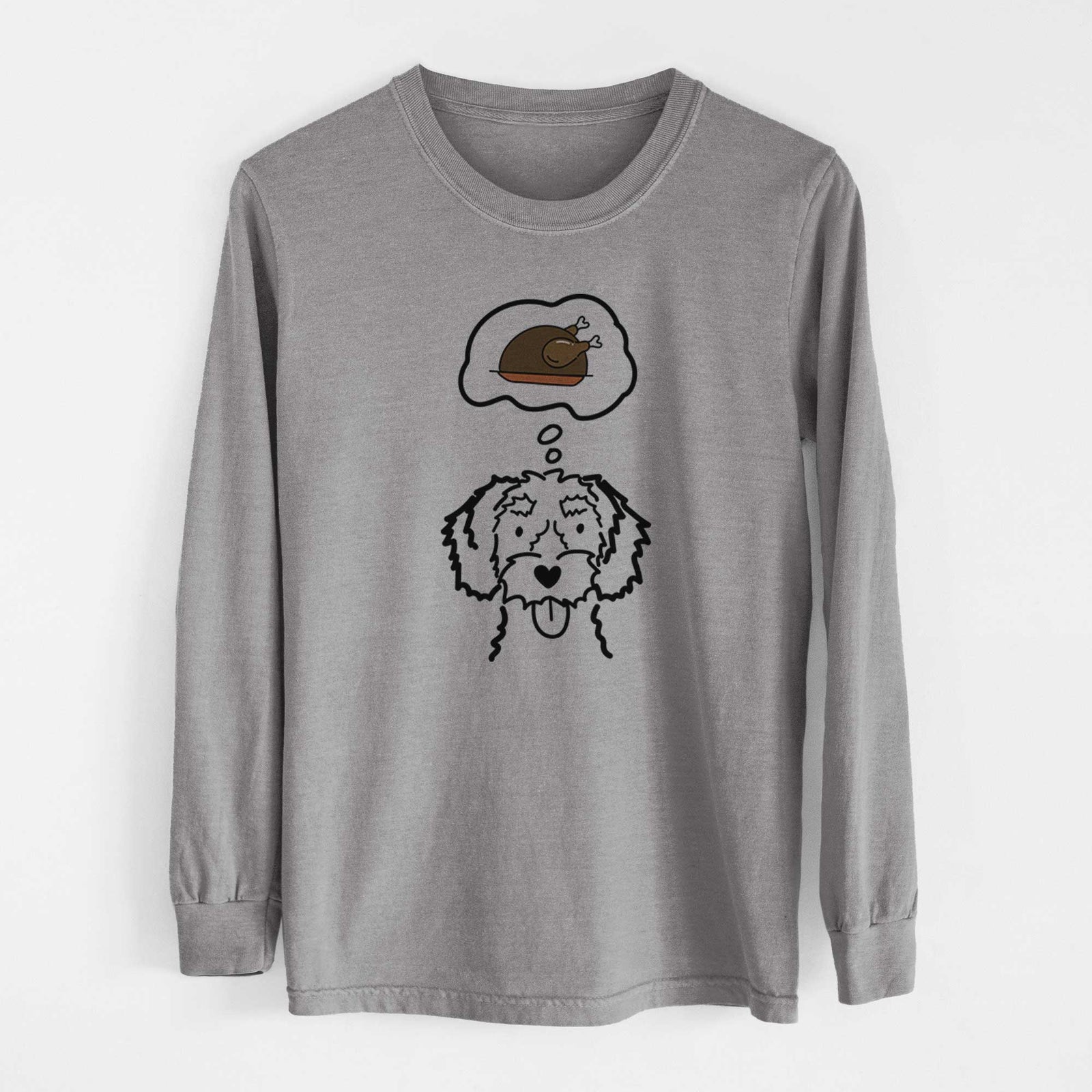 Turkey Thoughs White Schnoodle - Heavyweight 100% Cotton Long Sleeve