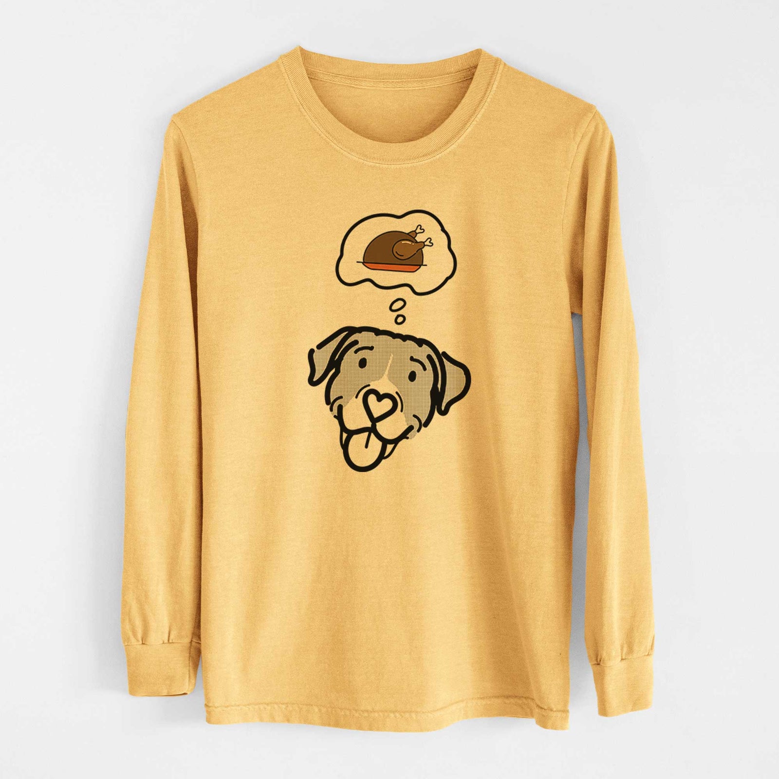 Turkey Thoughts Pitbull Mix - Shadow - Heavyweight 100% Cotton Long Sleeve