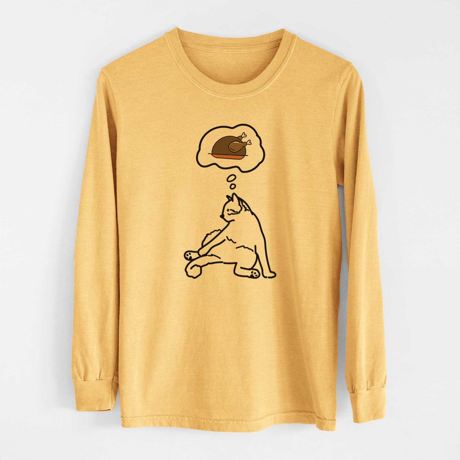 Turkey Thoughts Cat - Tom - Heavyweight 100% Cotton Long Sleeve