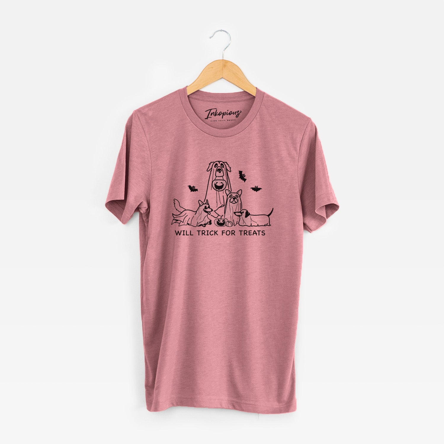 'Ghost Pups' design on a Mauve Unisex crewneck