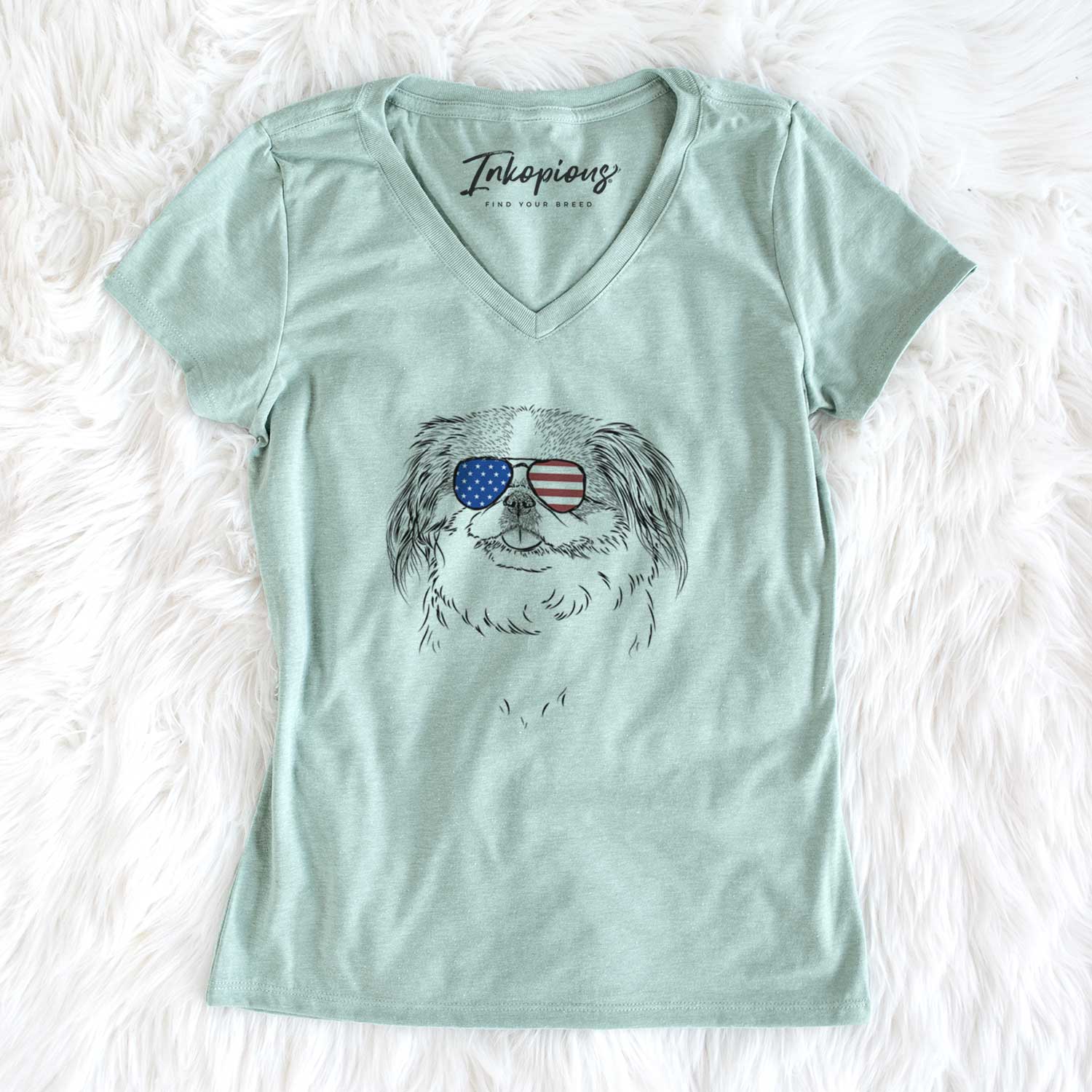 USA Abra Bean the Pekingese - Women's Perfect V-neck Shirt