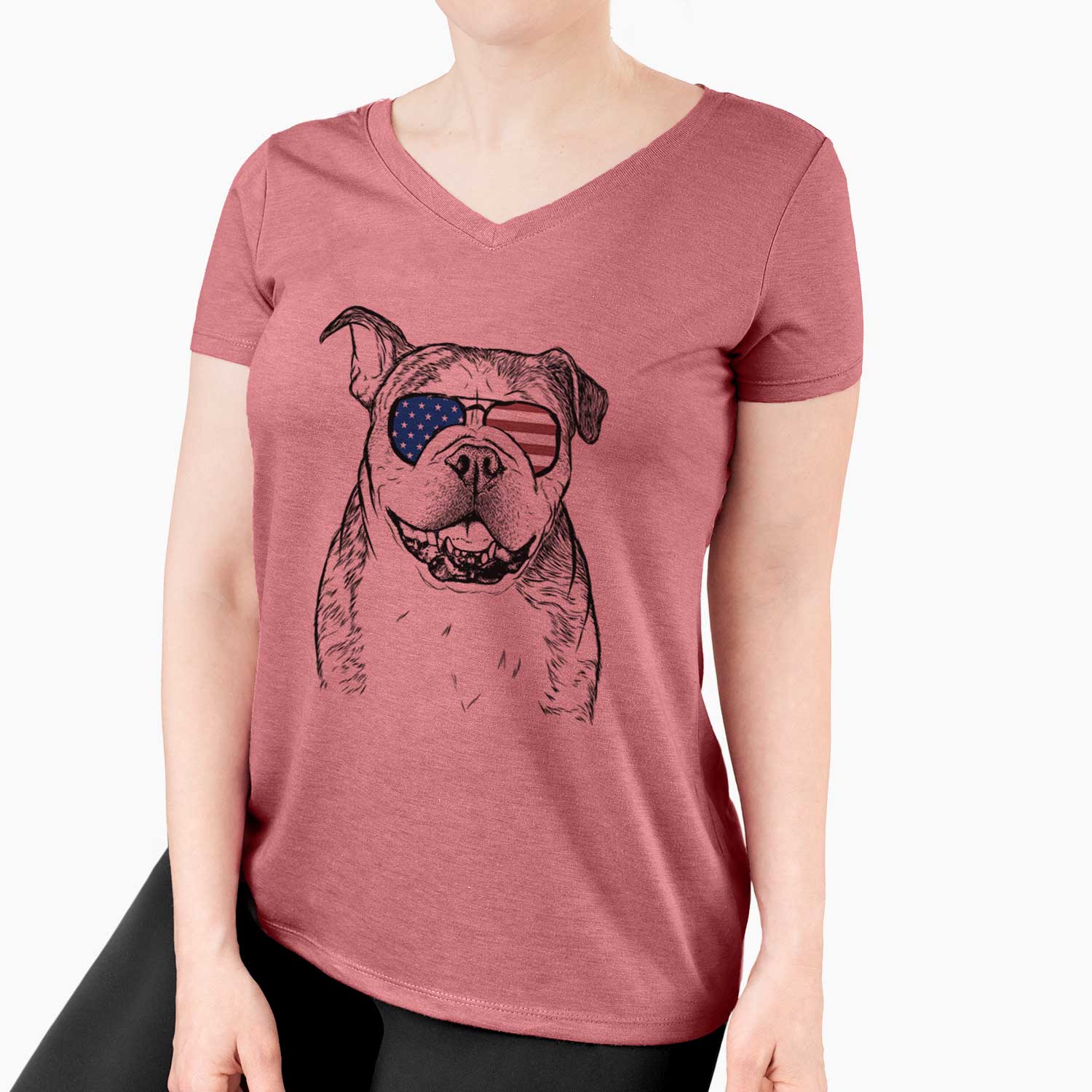 USA Agatha the Boston Bulldog - Women's Perfect V-neck Shirt