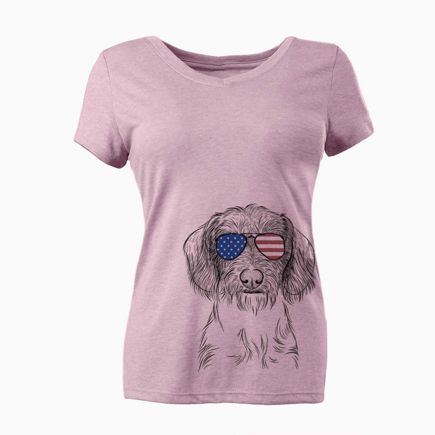 USA Almond the Wirehaired Dachshund - Women's Perfect V-neck Shirt