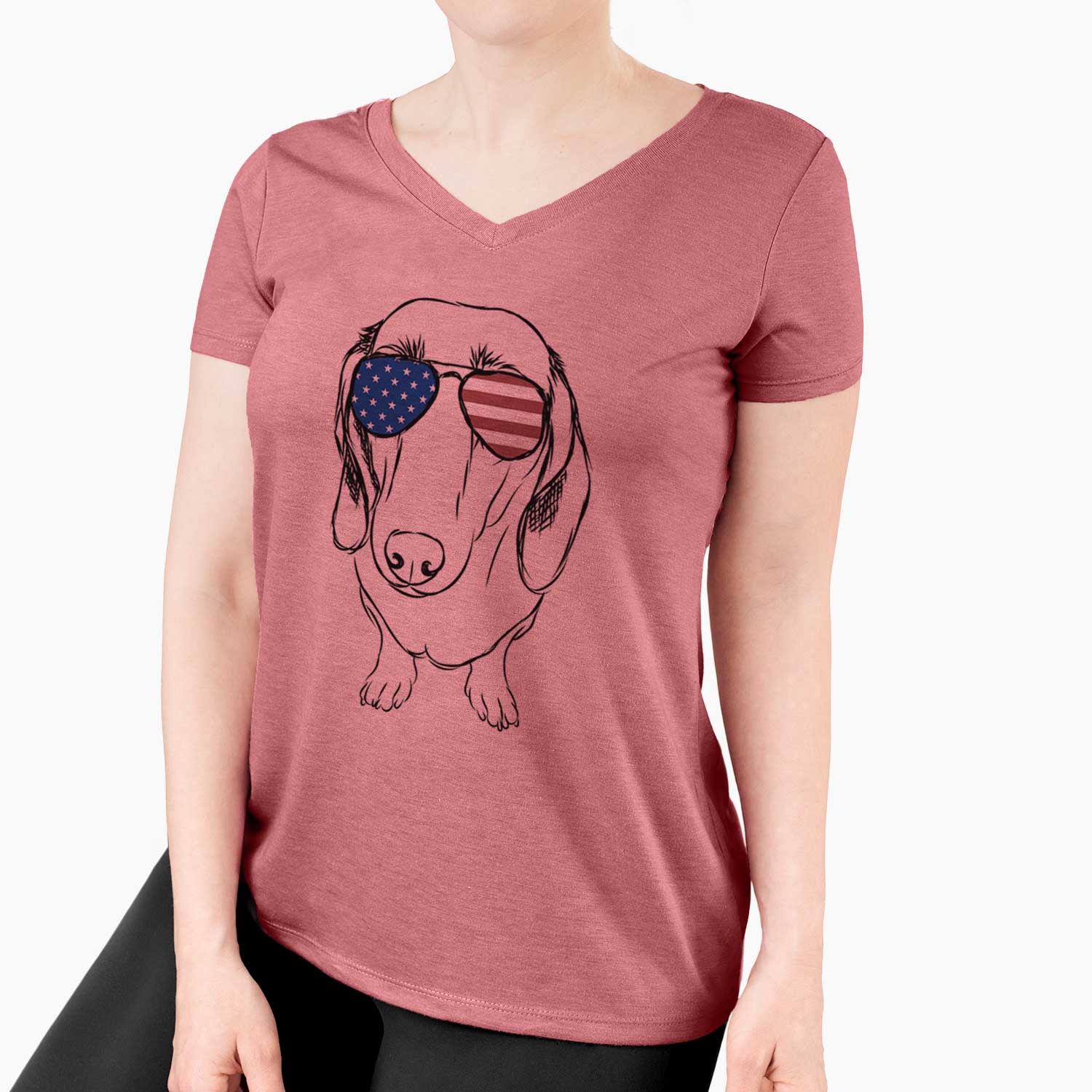 USA Annabelle the Dachshund - Women's Perfect V-neck Shirt