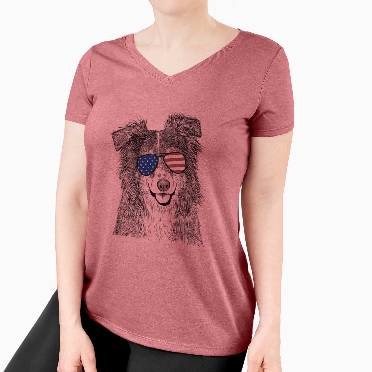 USA Aushe the Australian Shepherd - Women's Perfect V-neck Shirt