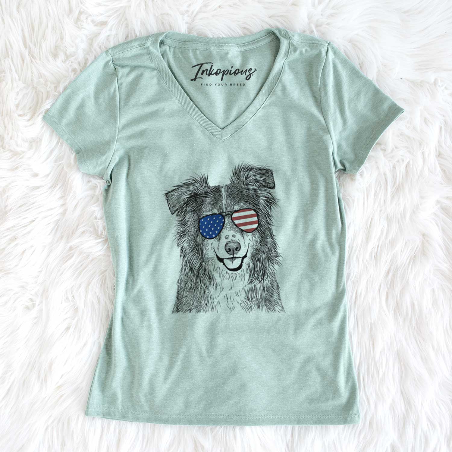 USA Aushe the Australian Shepherd - Women's Perfect V-neck Shirt