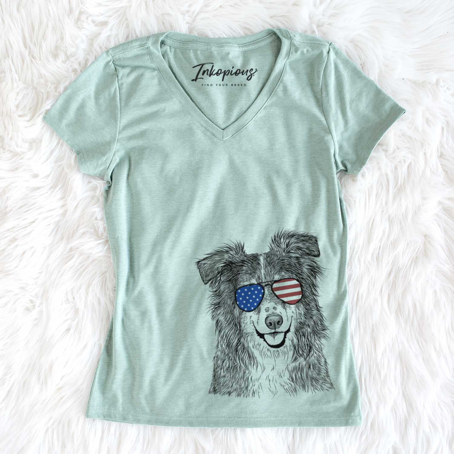 USA Aushe the Australian Shepherd - Women's Perfect V-neck Shirt