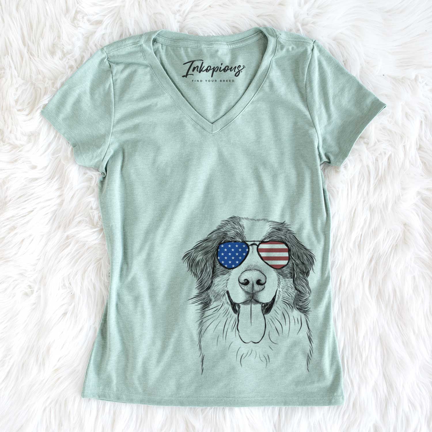 USA Blaze the Bernese Mountain Dog - Women's Perfect V-neck Shirt
