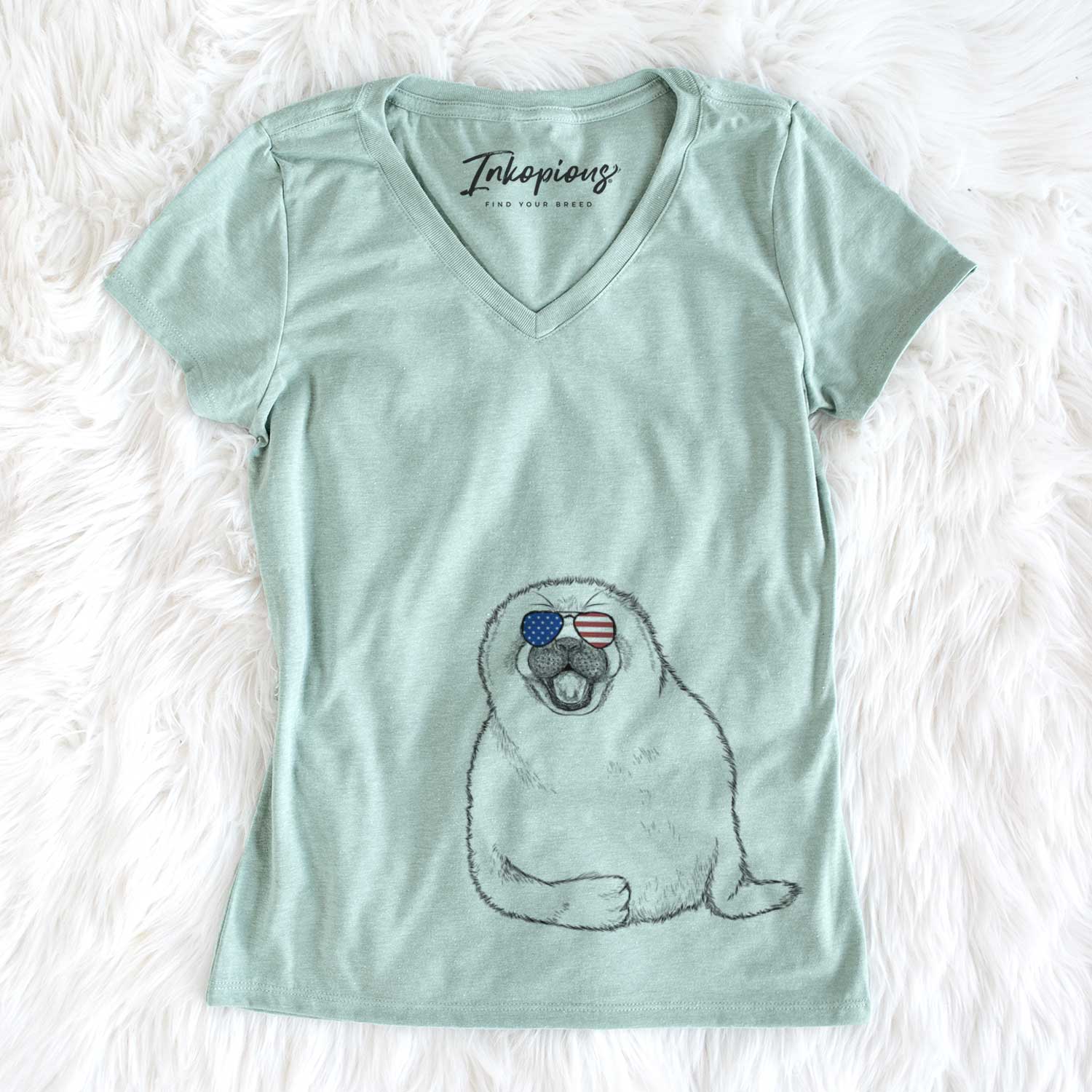 USA Bub the Harp Seal - Women's Perfect V-neck Shirt