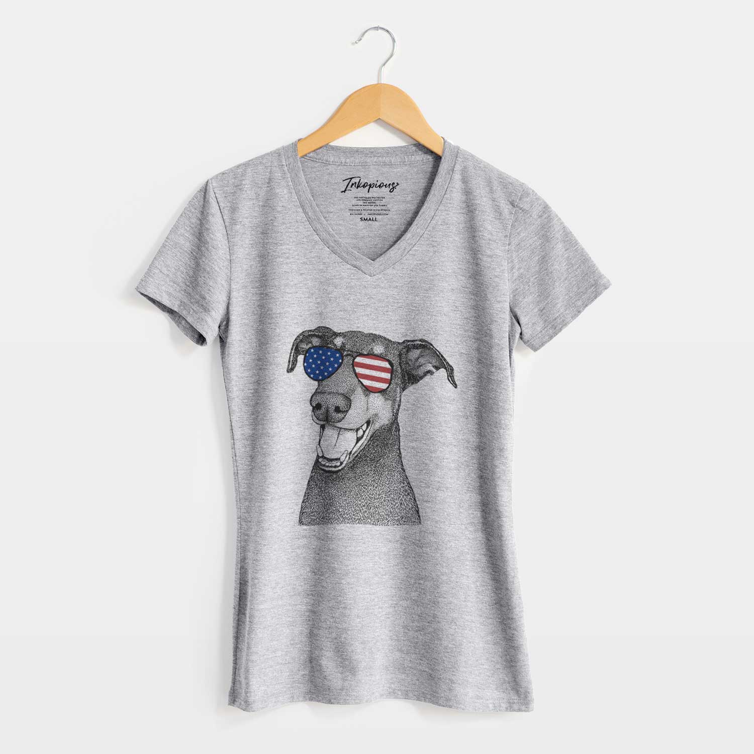 USA Bunnie the Doberman Pinscher - Women's Perfect V-neck Shirt