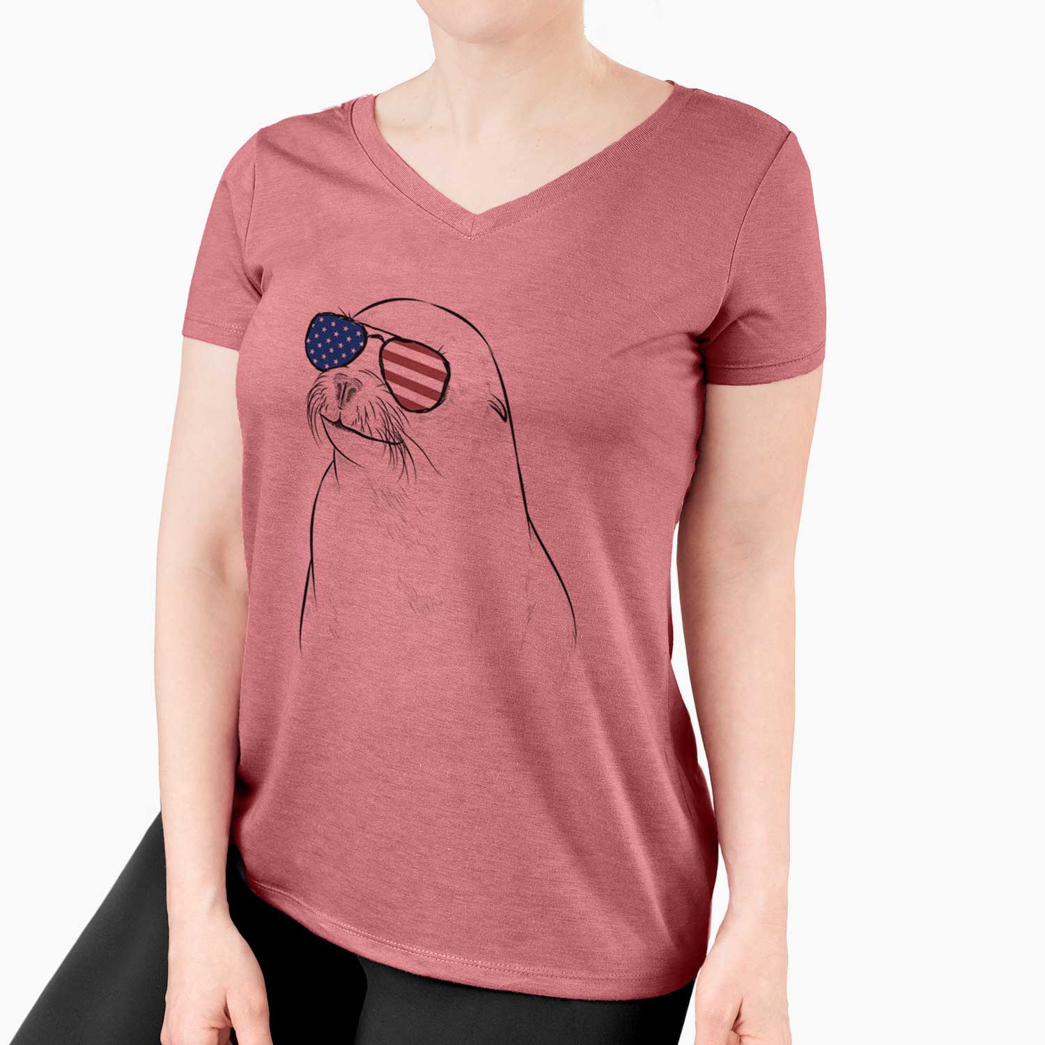 USA Chip the California Sea Lion - Women's Perfect V-neck Shirt