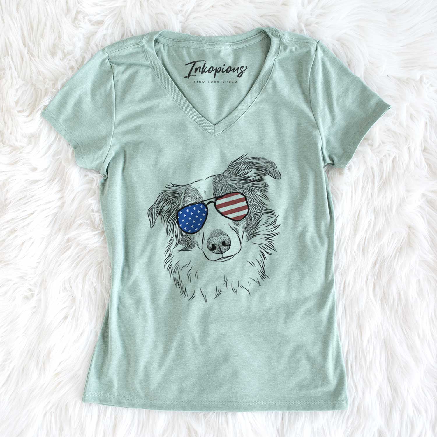 USA Cyclone the Australian Shepherd - Women's Perfect V-neck Shirt