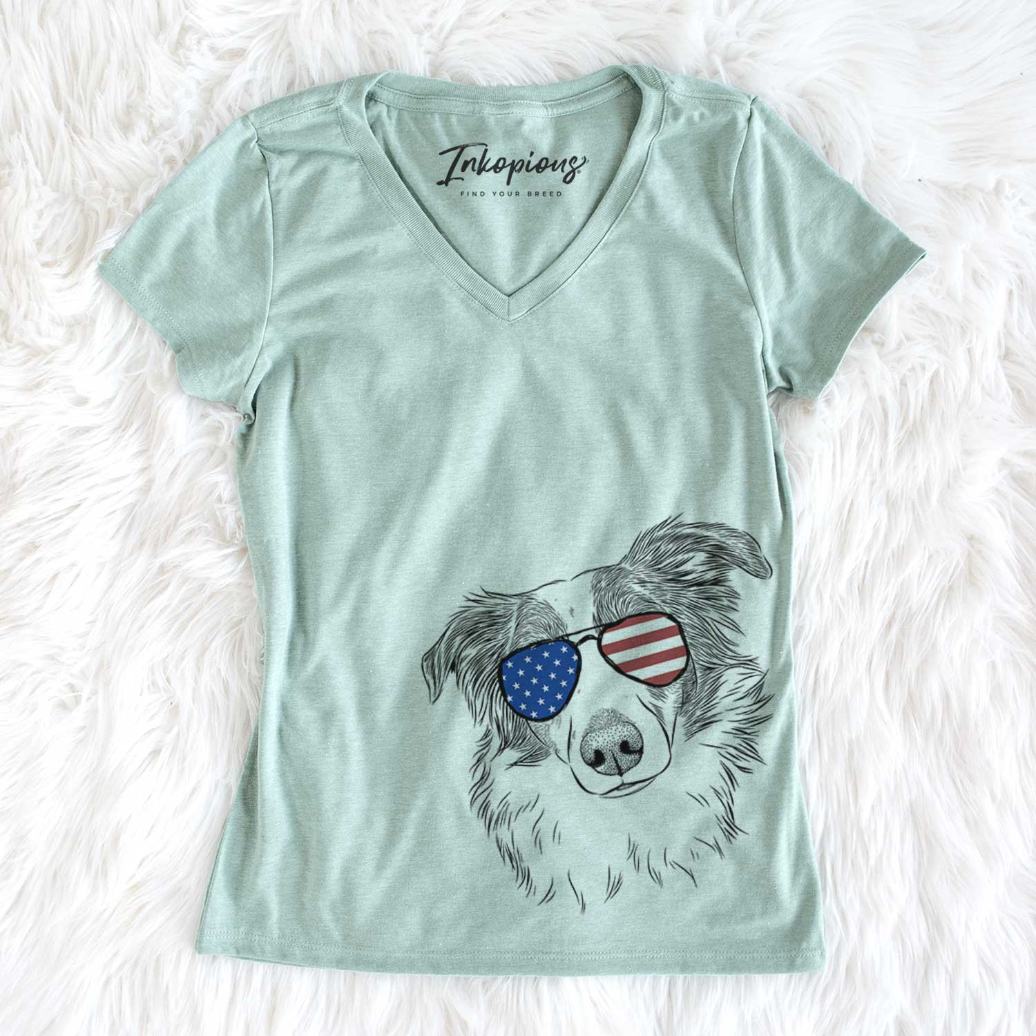 USA Cyclone the Australian Shepherd - Women's Perfect V-neck Shirt