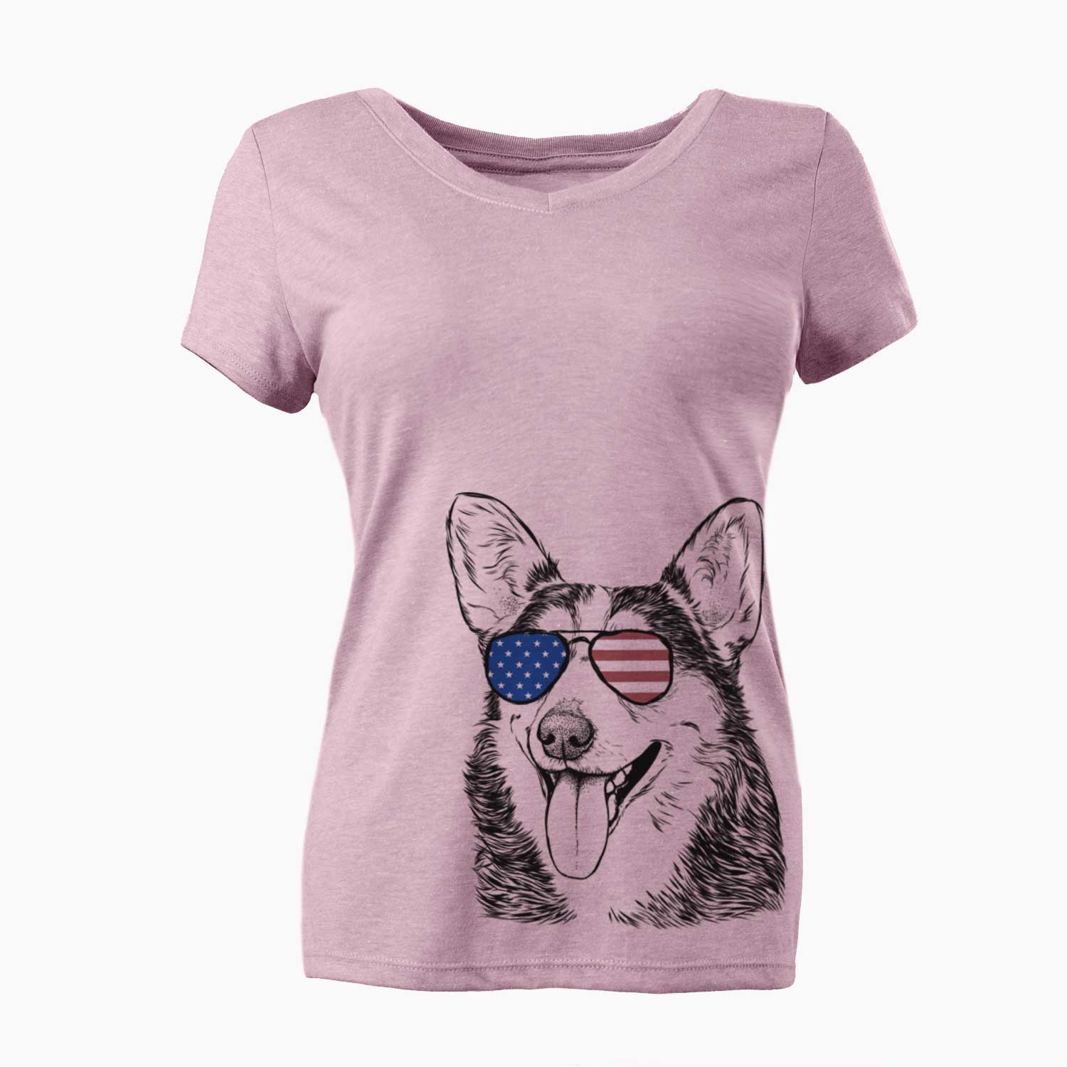 USA Darma the Corgi - Women's Perfect V-neck Shirt