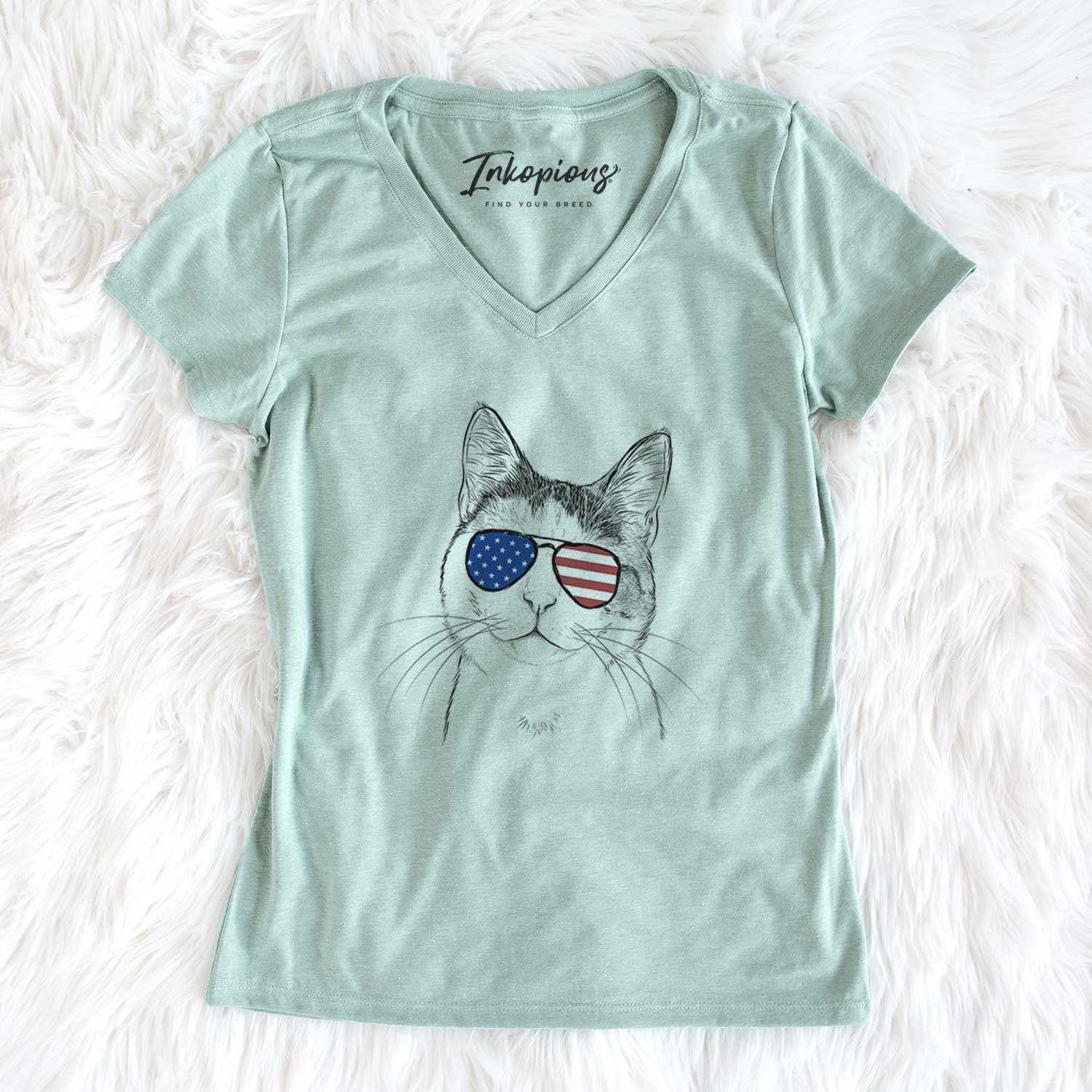 USA Denver the Calico Cat - Women's Perfect V-neck Shirt