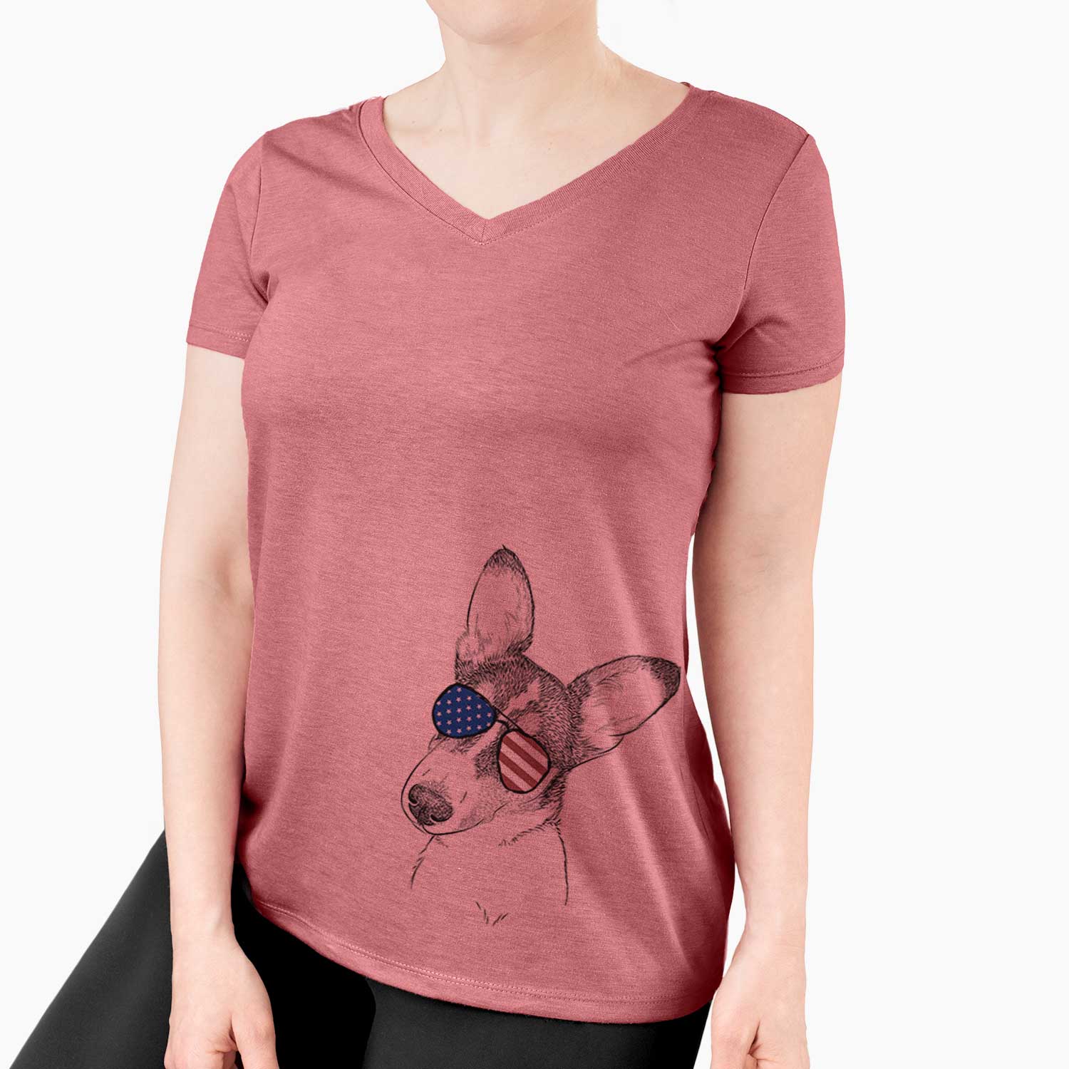 USA Dexter the Corgi - Women's Perfect V-neck Shirt