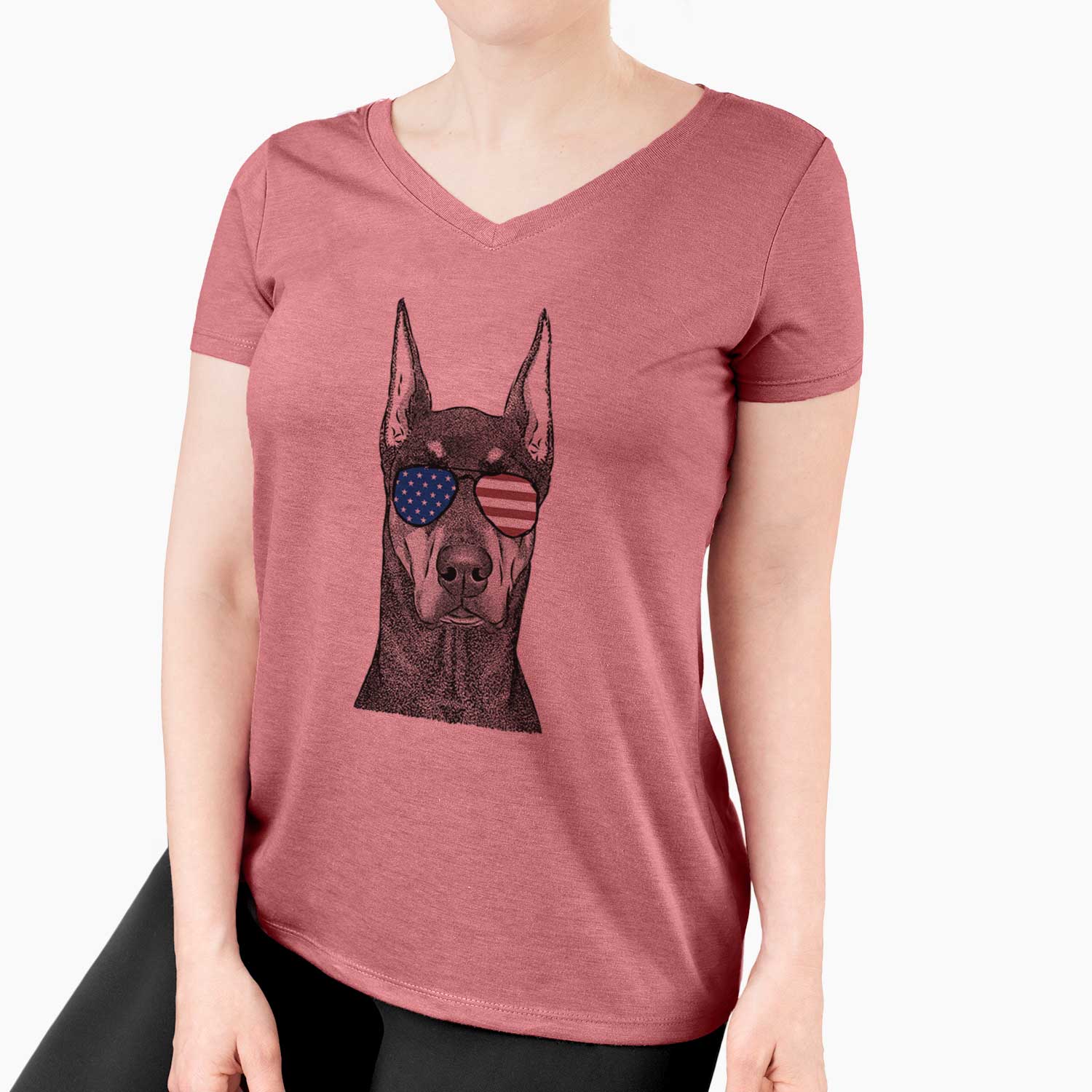 USA Drake the Doberman Pinscher - Women's Perfect V-neck Shirt