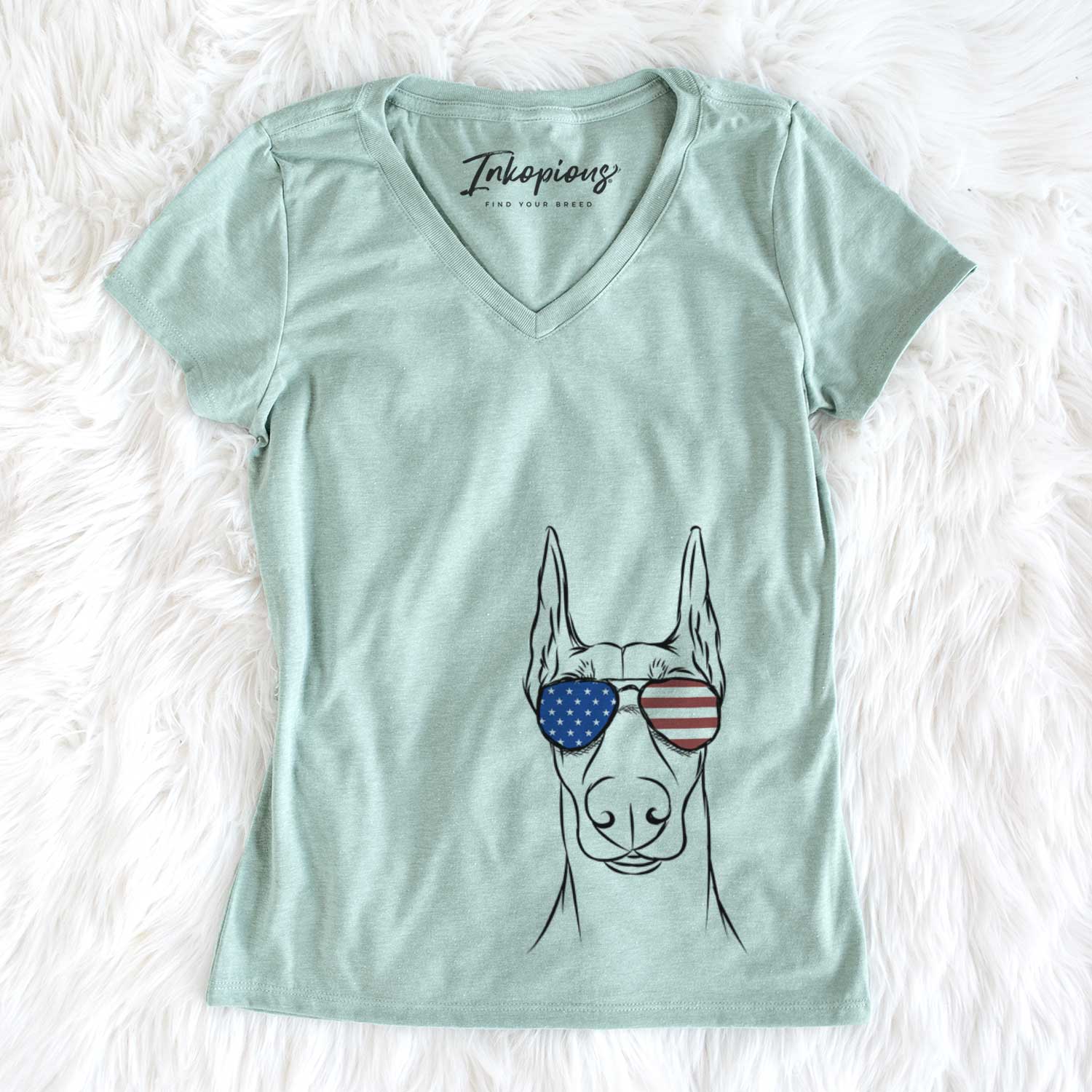 USA Duke the Doberman Pinscher - Women's Perfect V-neck Shirt
