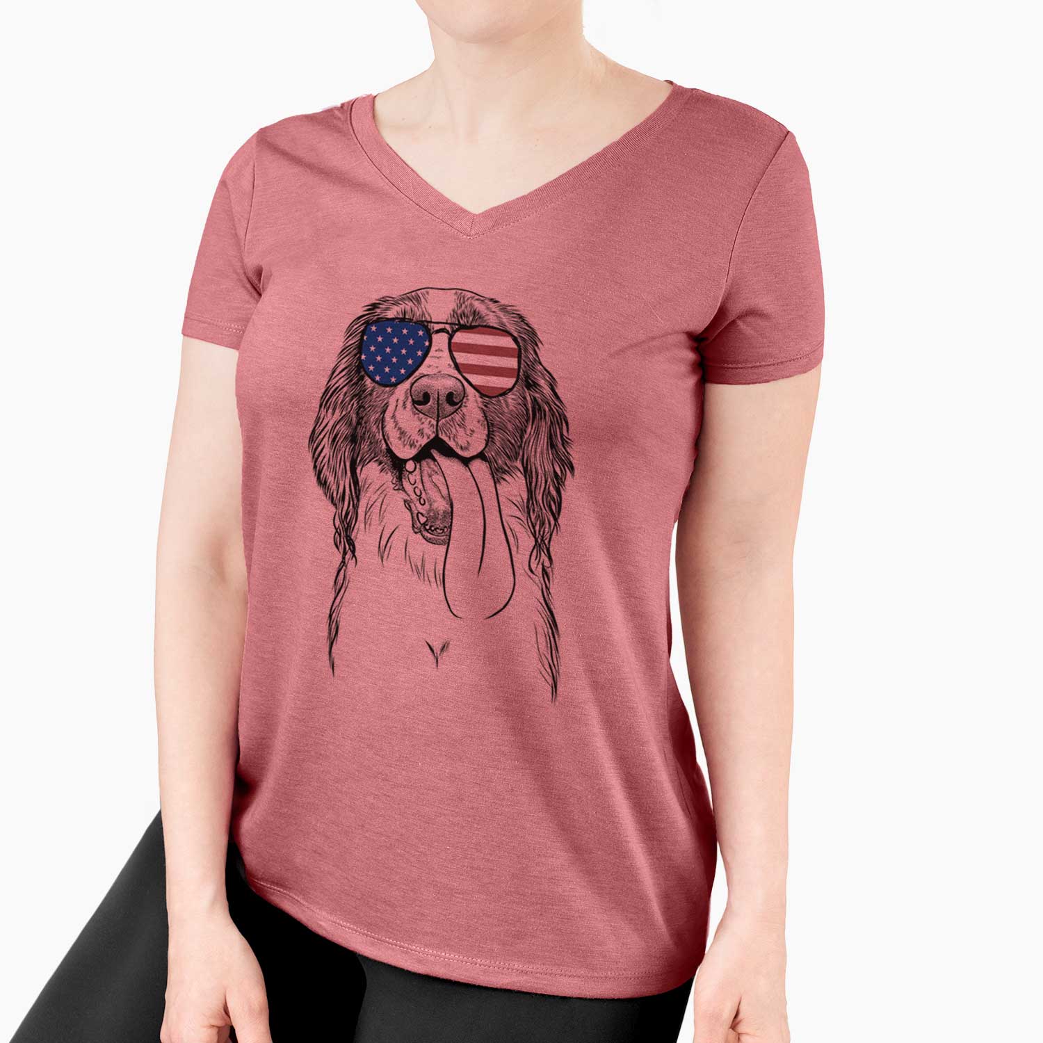 USA Duke the English Springer Spaniel - Women's Perfect V-neck Shirt