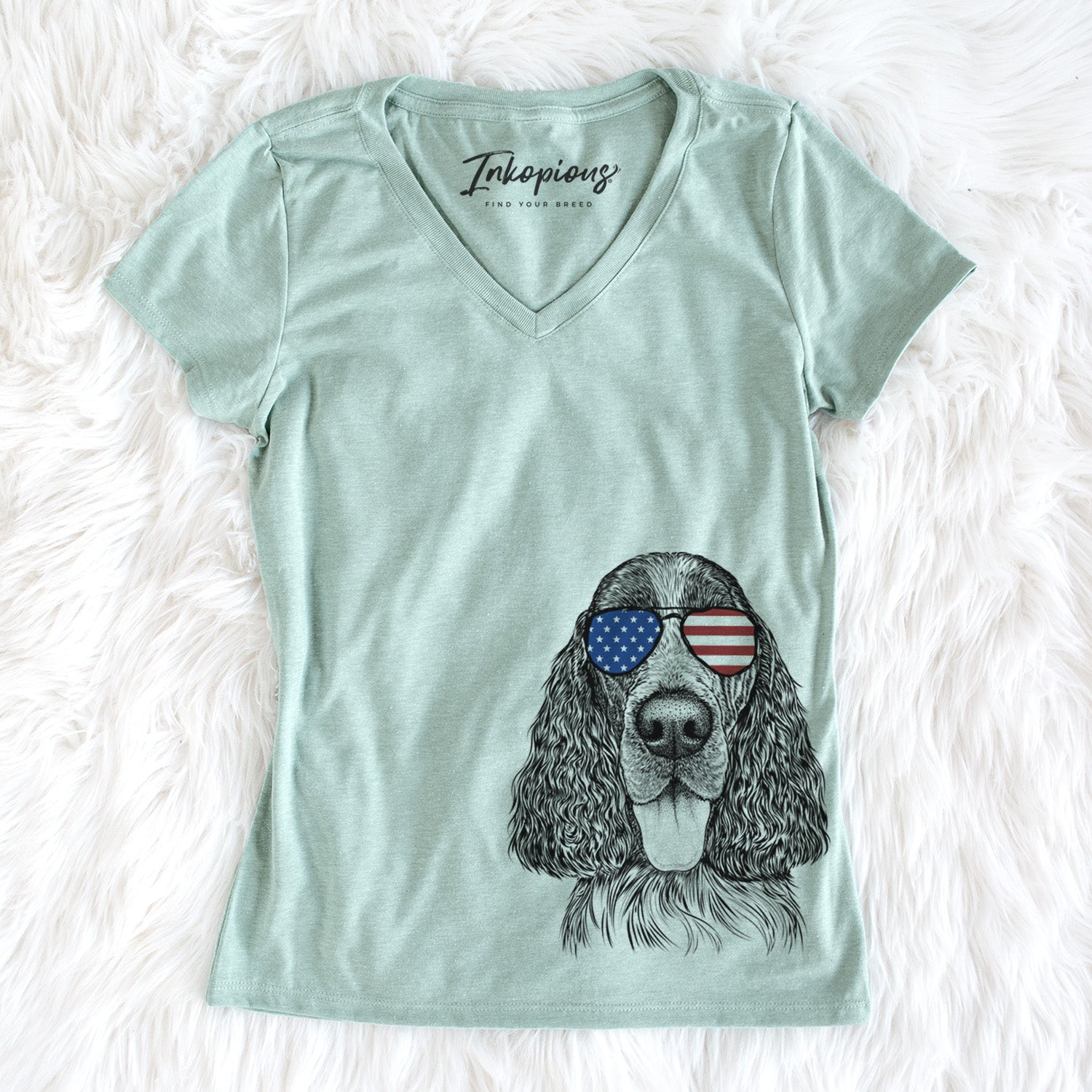 USA Duke the English Springer Spaniel - Women's Perfect V-neck Shirt