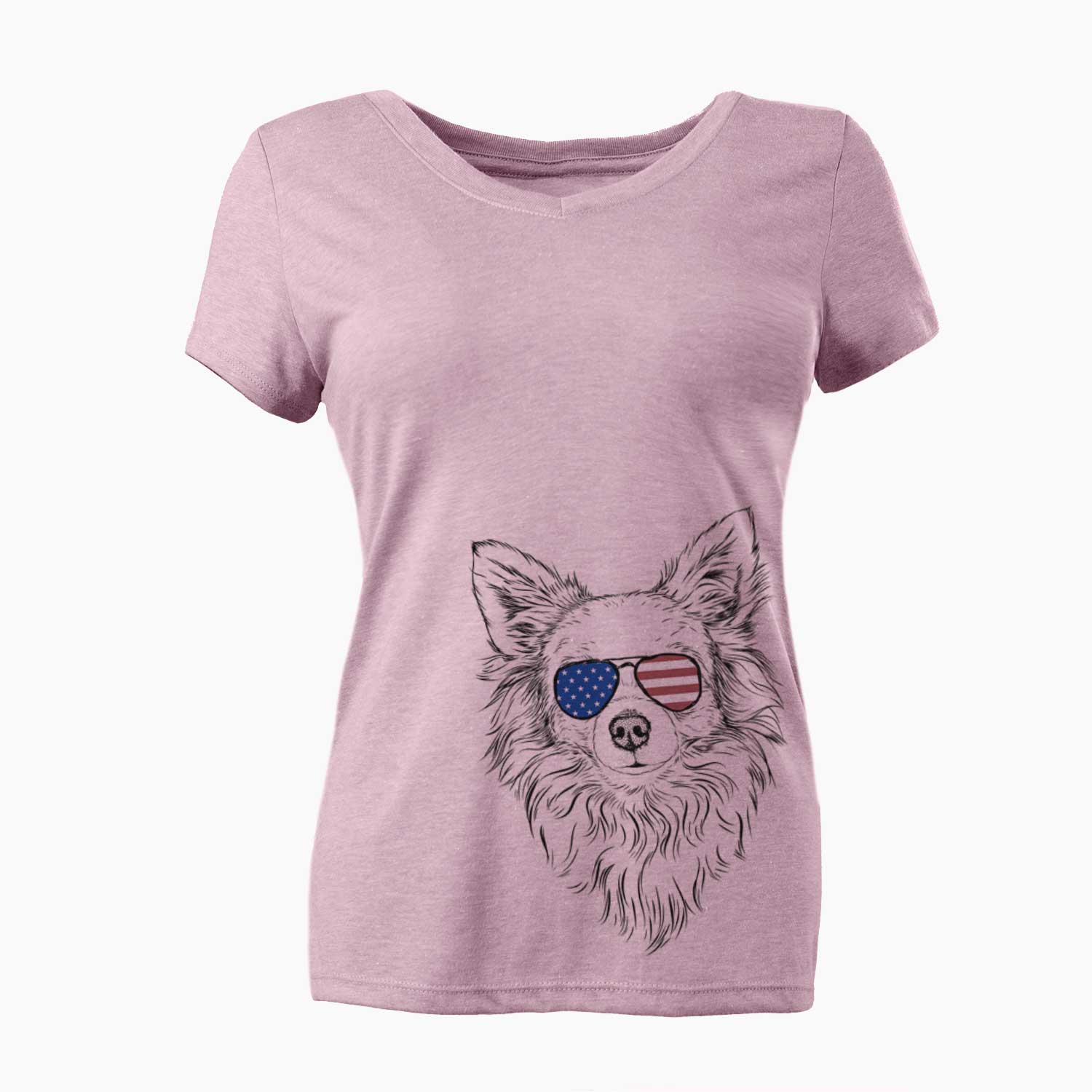 USA Emma the Longhaired Chihuahua - Women's Perfect V-neck Shirt