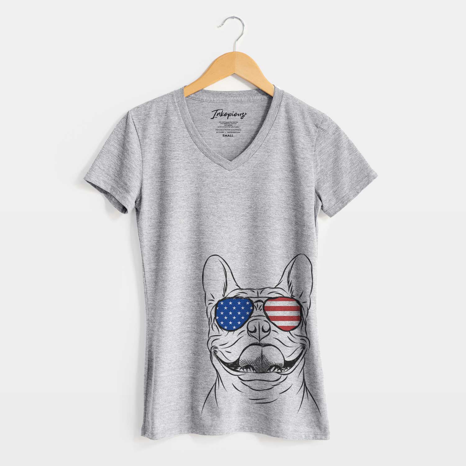 USA Gaston the French Bulldog - Women's Perfect V-neck Shirt