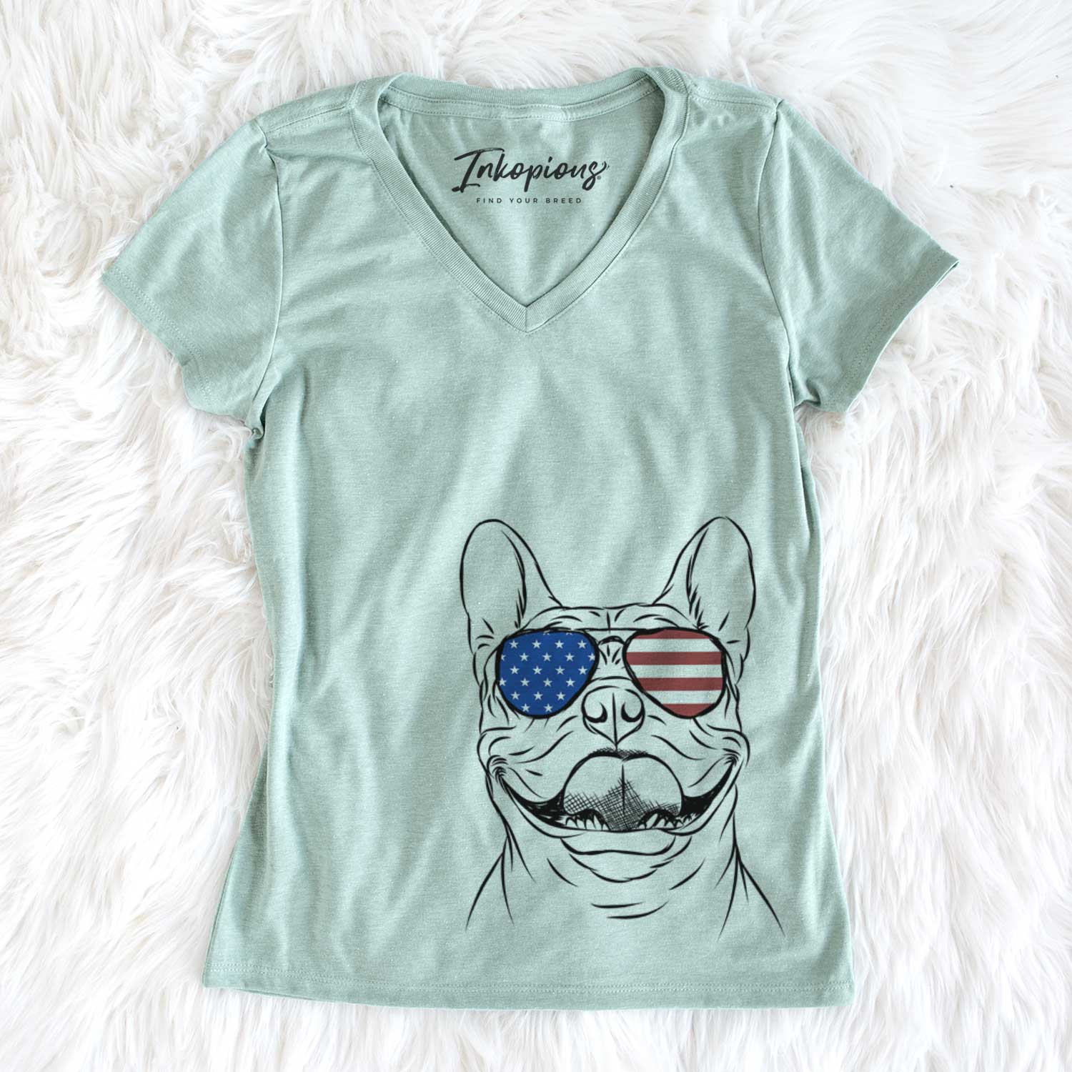 USA Gaston the French Bulldog - Women's Perfect V-neck Shirt