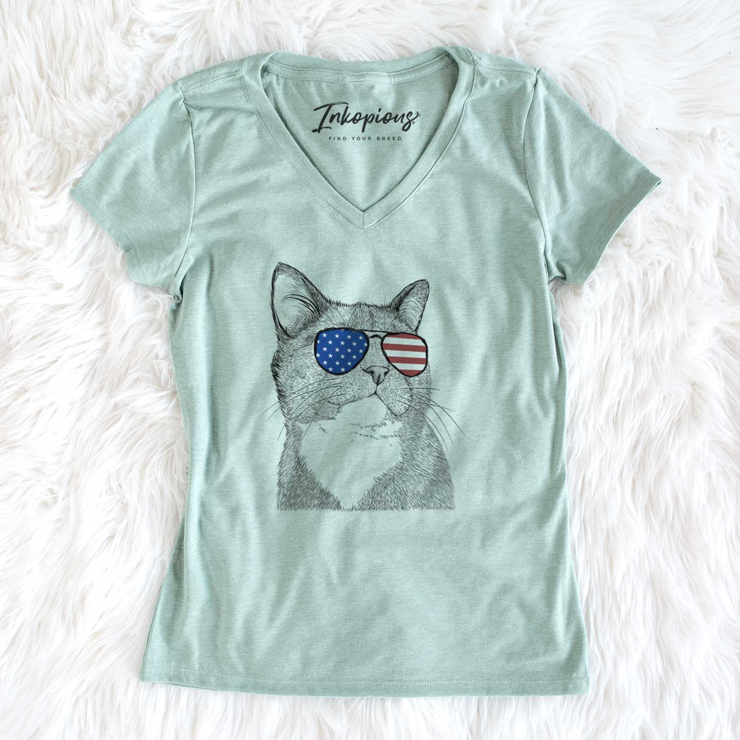 USA Gizmo the Grey Cat - Women's Perfect V-neck Shirt